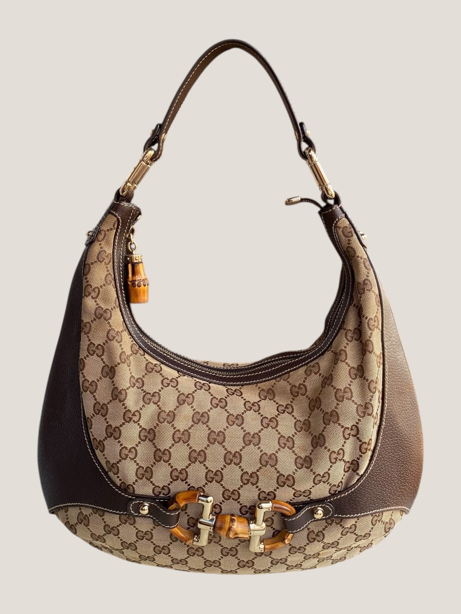Gucci Hobo con dettaglio bamboo e tessuto GG