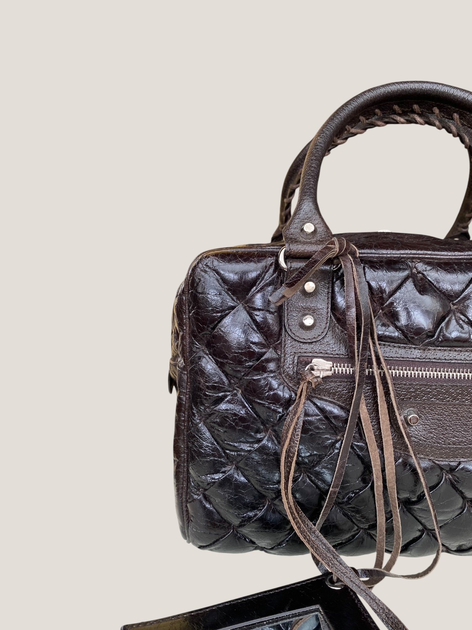 Balenciaga bauletto in pelle marrone