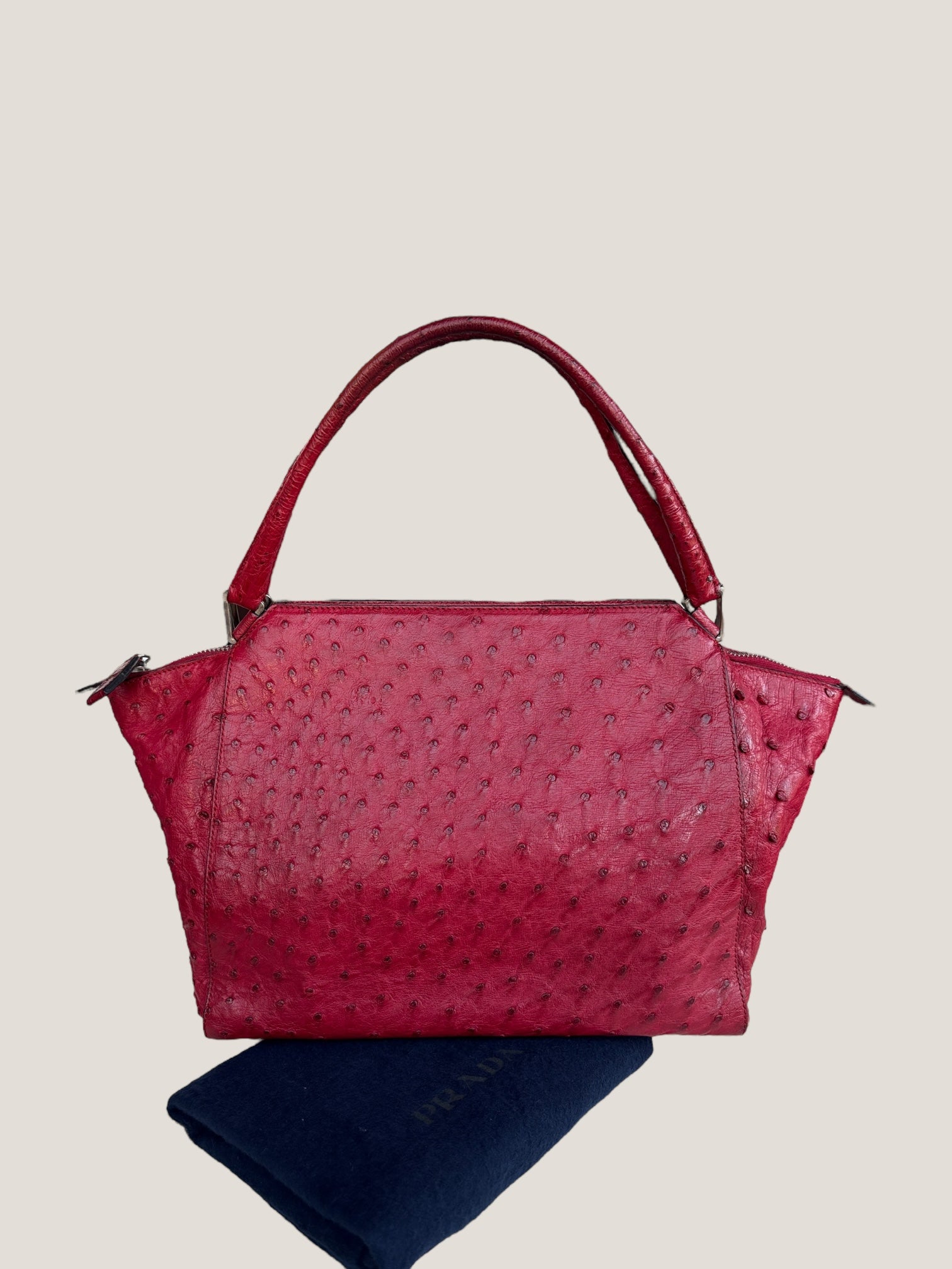 PRADA Borsa in pelle di struzzo rosso