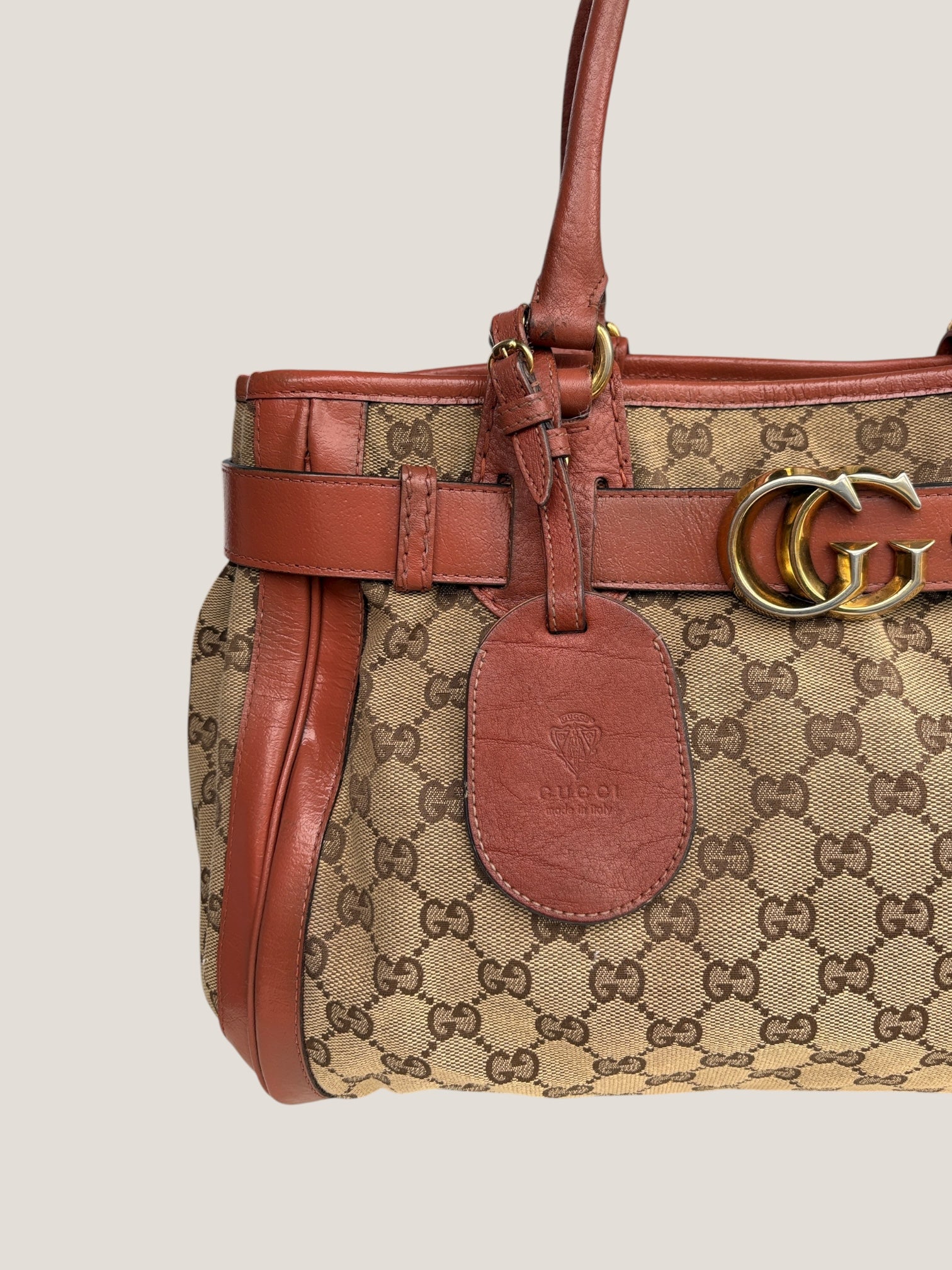 Gucci GG Canvas Tote Marrone Ruggine
