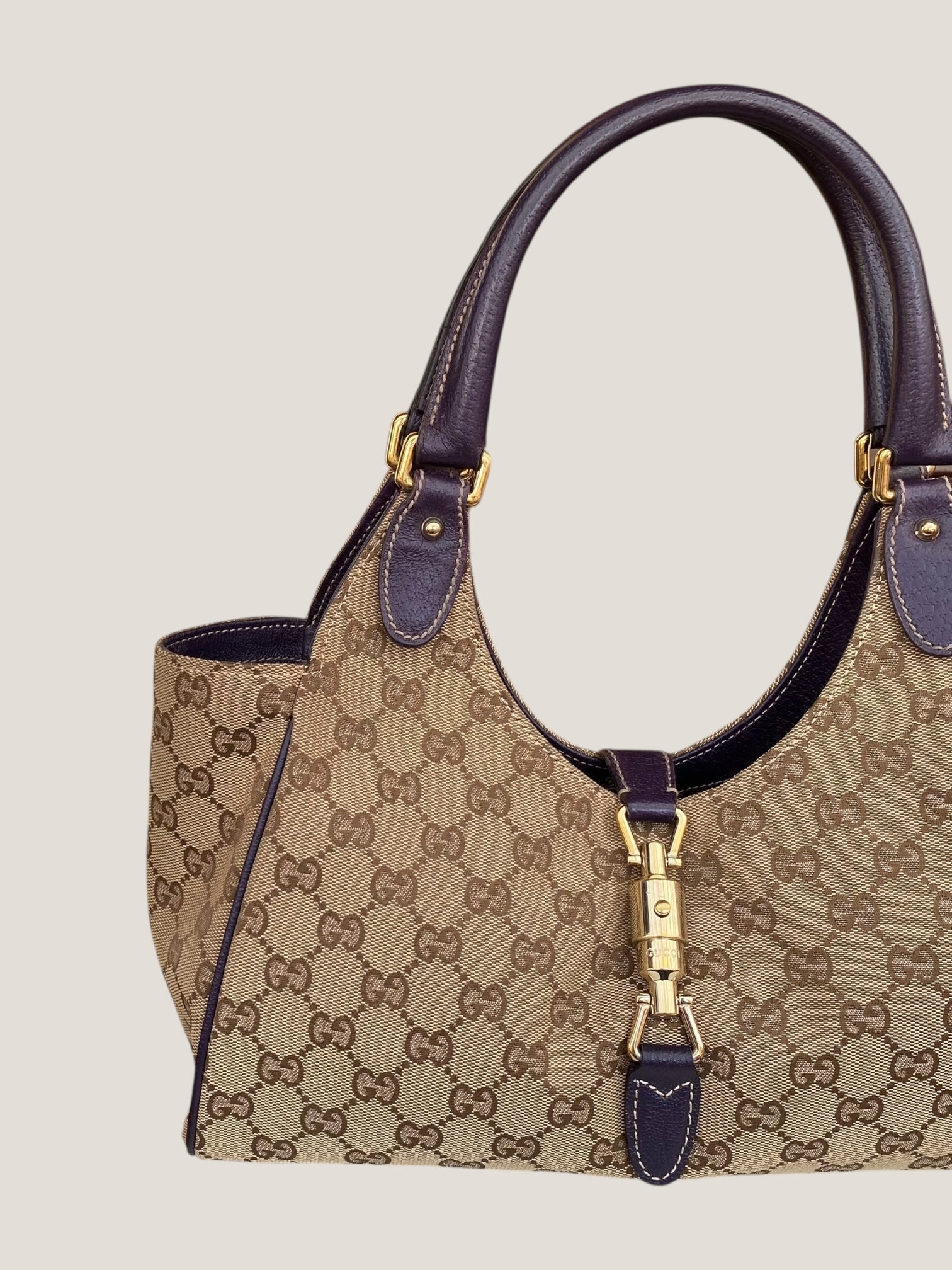 GUCCI Jackie Canvas Beige-Marrone