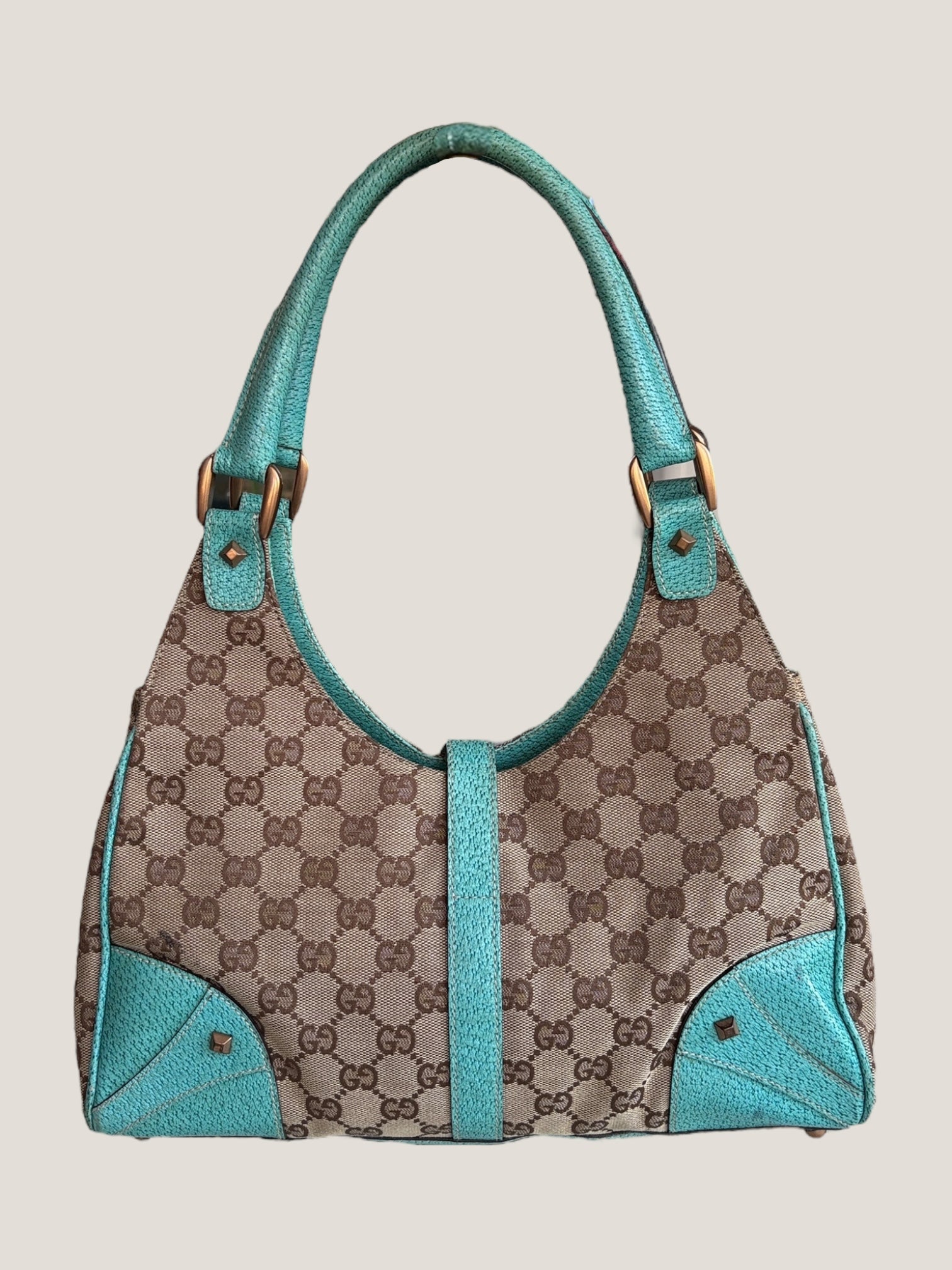 Gucci Jackie turchese con hardware oro rosa