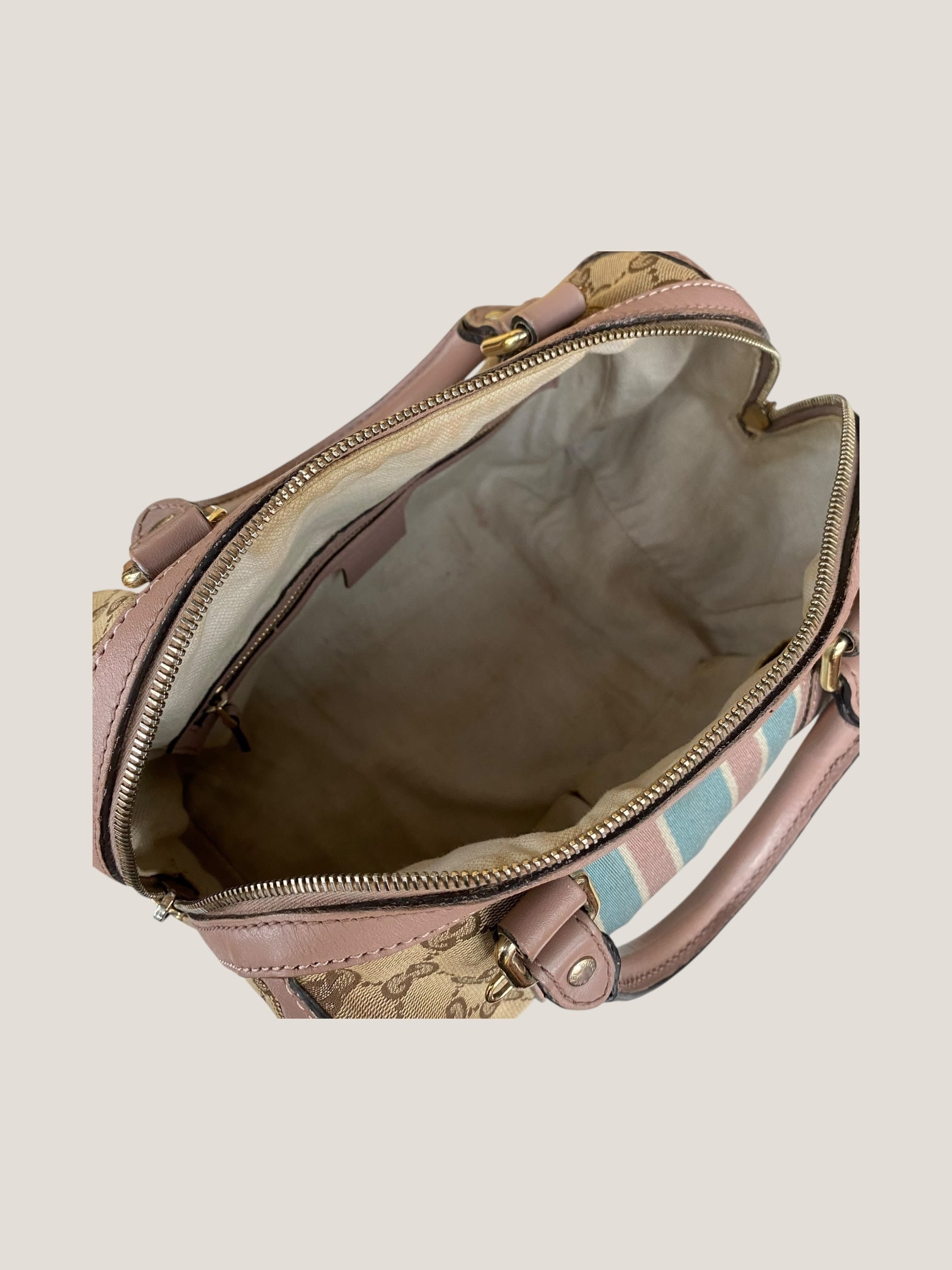 Gucci Bauletto Mini in canvas GG e righe pastello