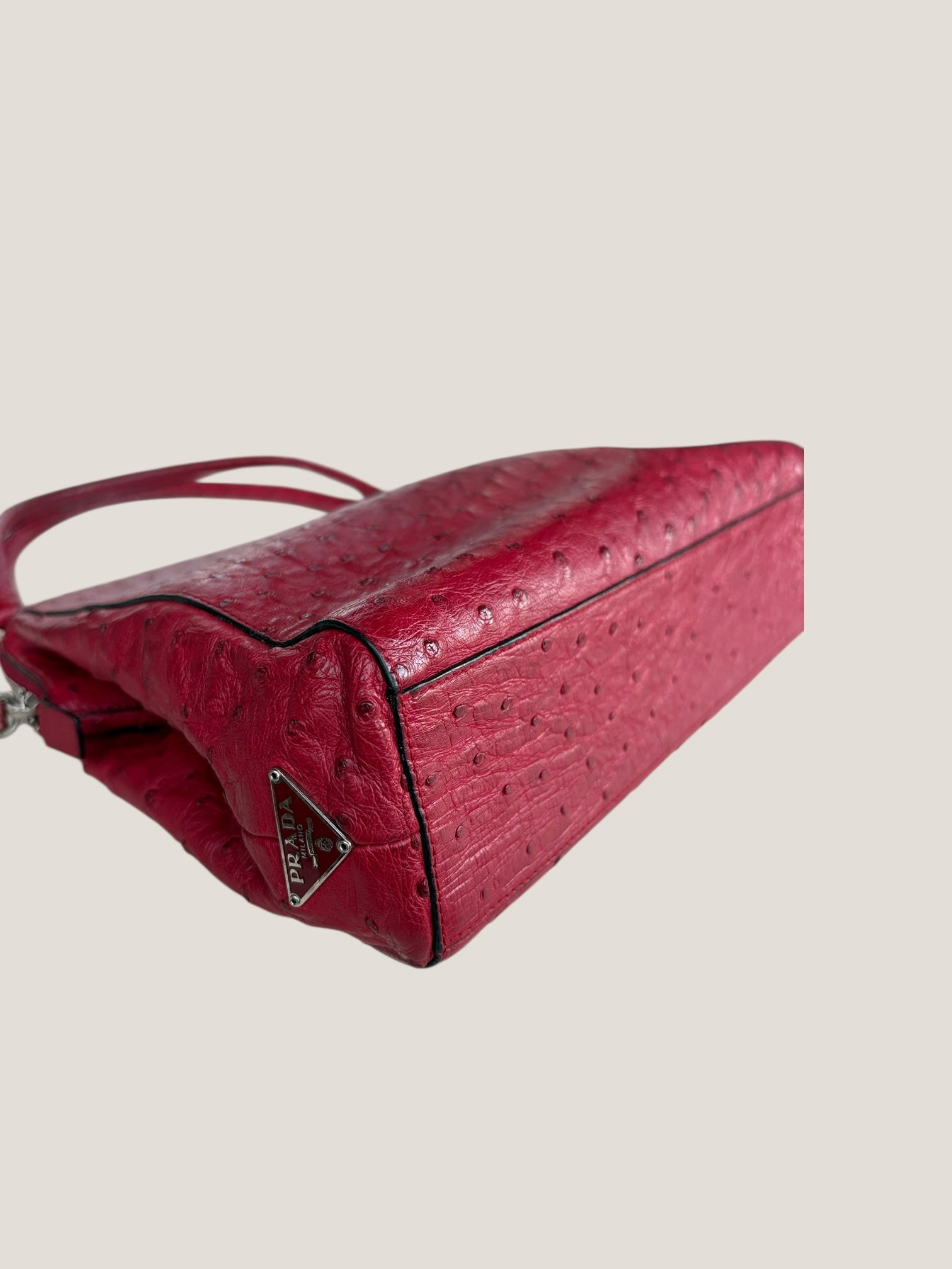 PRADA Borsa in pelle di struzzo rosso