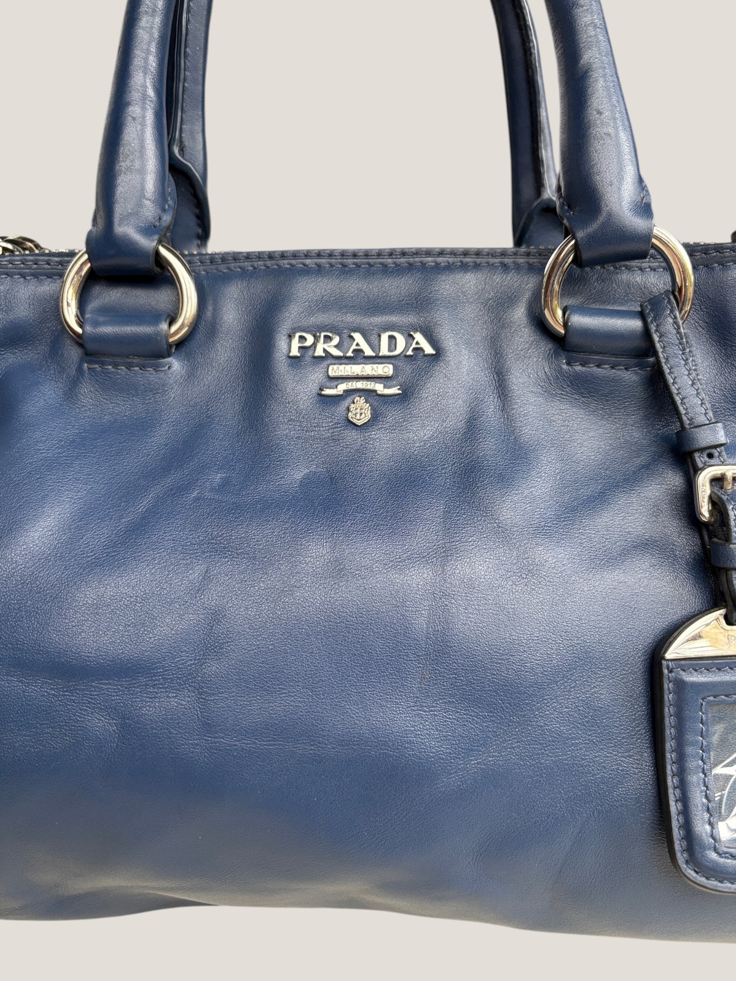 PRADA BOWLER IN PELLE BLU