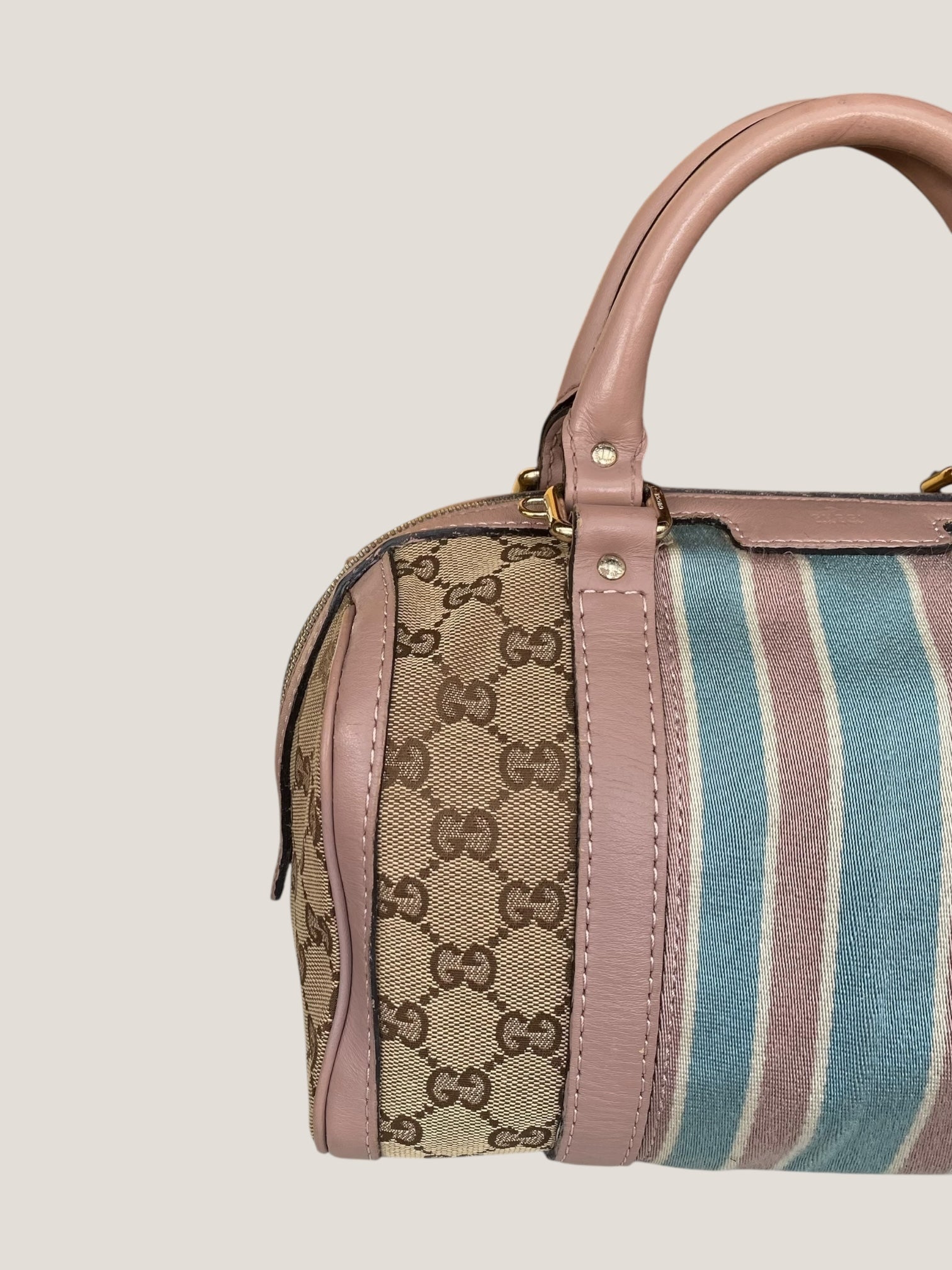 Gucci Bauletto Mini in canvas GG e righe pastello