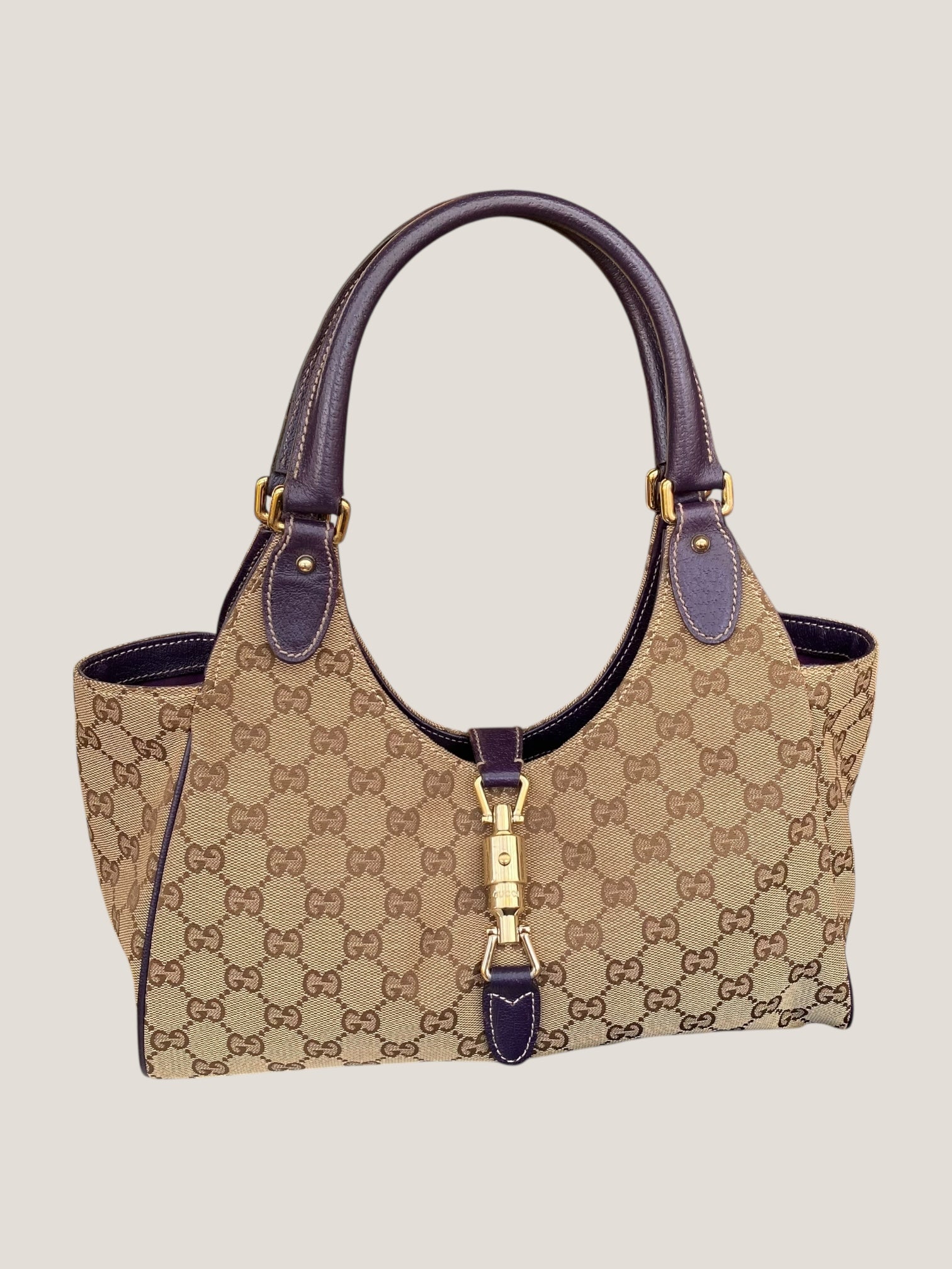 GUCCI Jackie Canvas Beige-Marrone