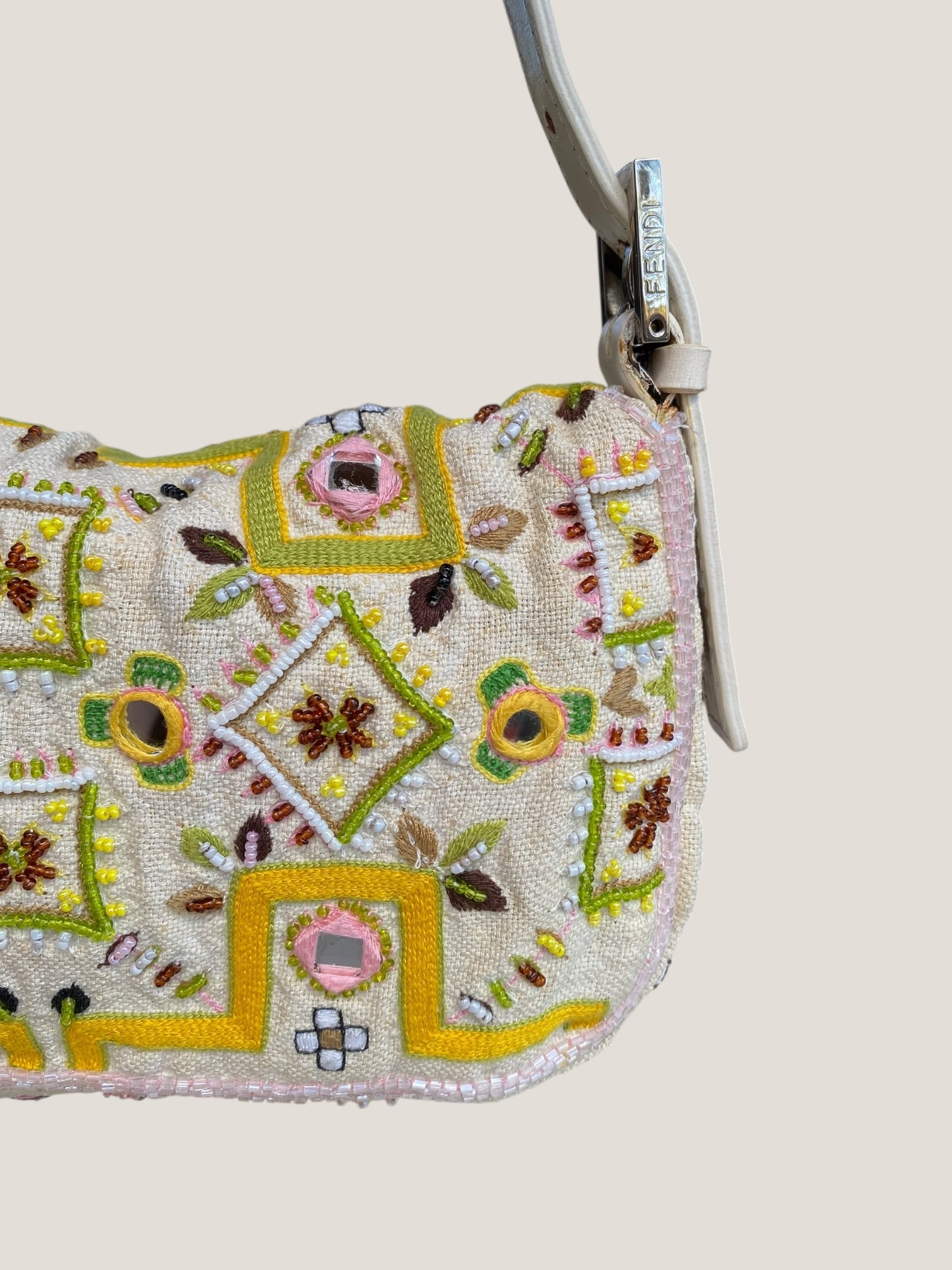 Fendi floral embroidered baguette