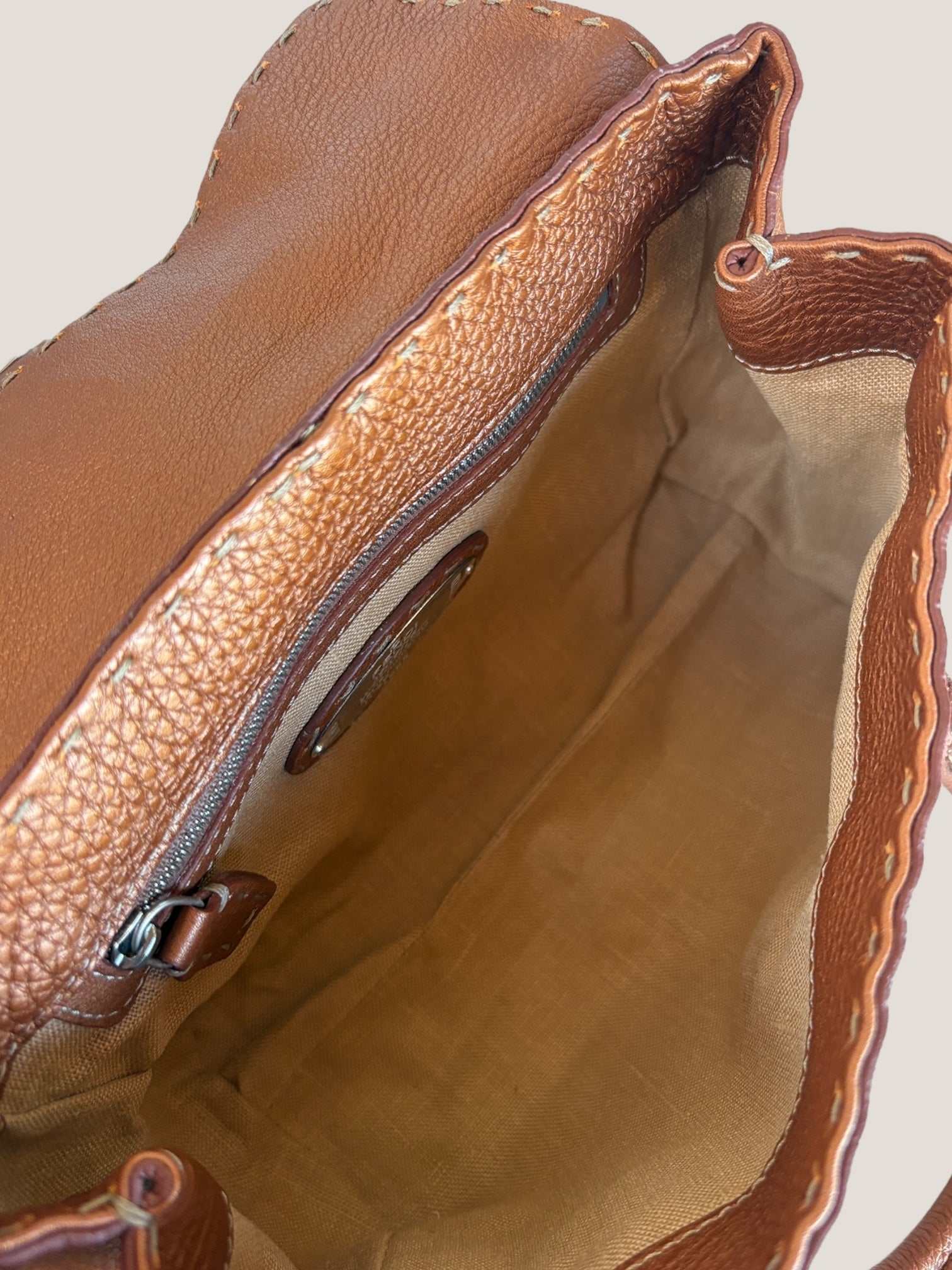 Fendi Selleria Mini color cuoio metallizzato