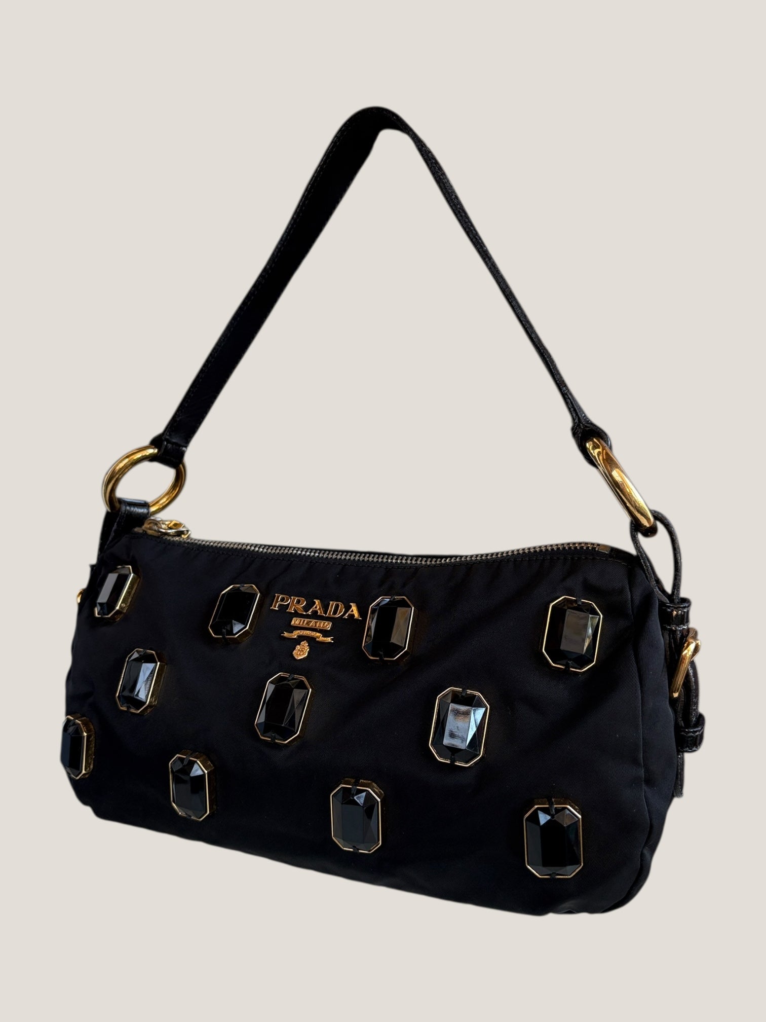 Prada Pochette con cristalli neri