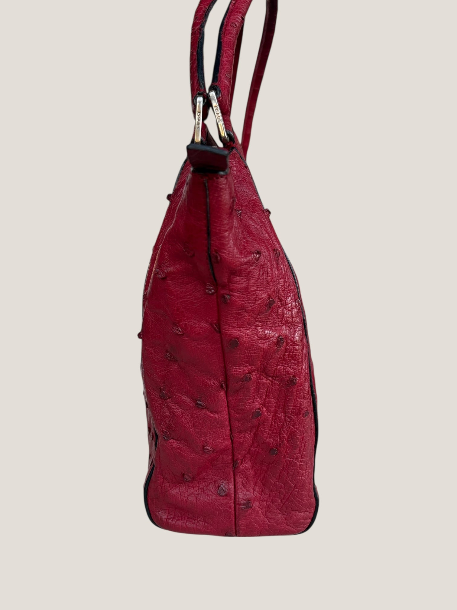 PRADA Borsa in pelle di struzzo rosso