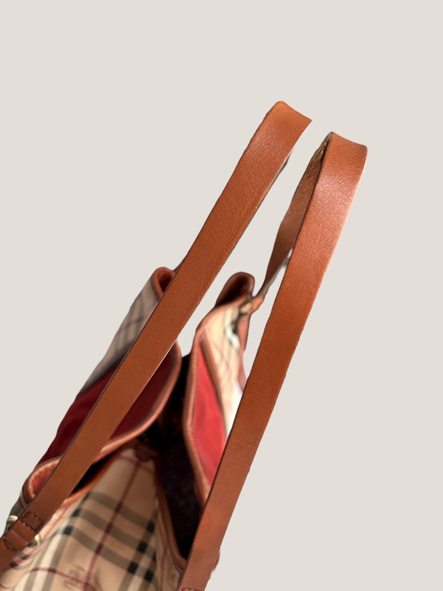 BURBERRY TOTE BAG CHECK & SUEDE BORDEAUX