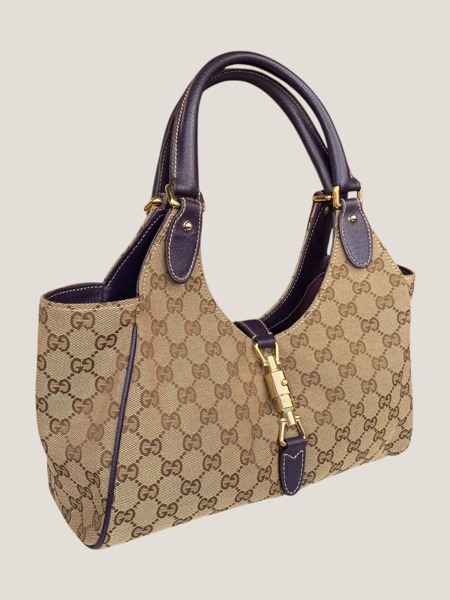 GUCCI Jackie Canvas Beige-Marrone