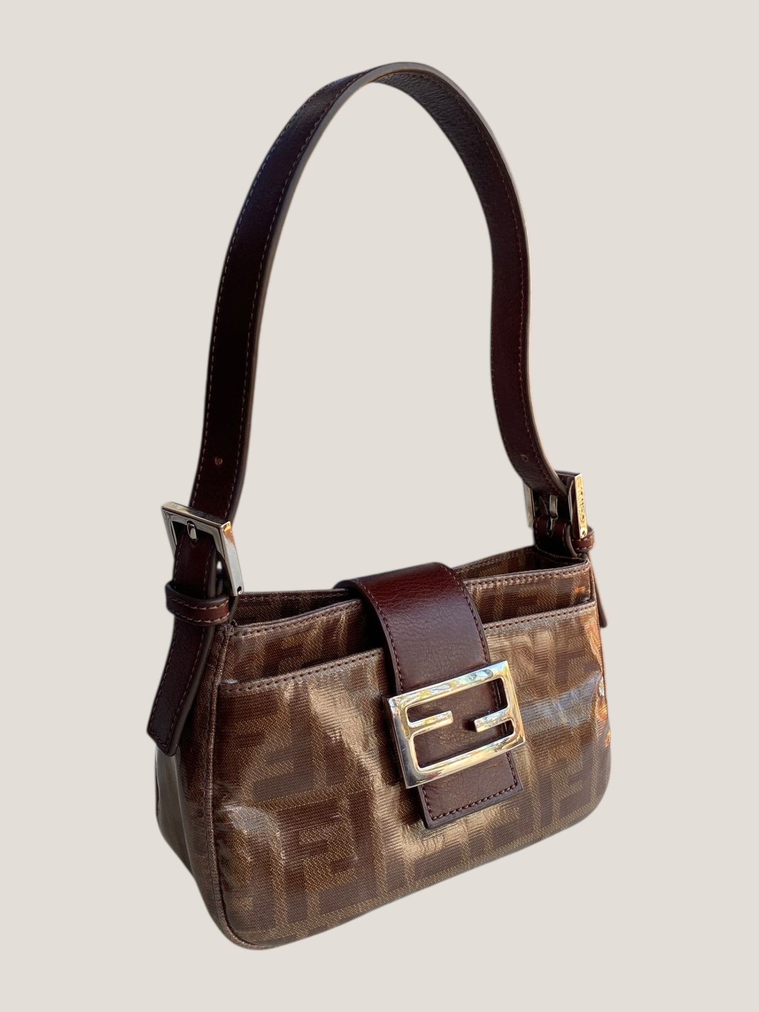 FENDI Mini Baguette Monogram Vernice