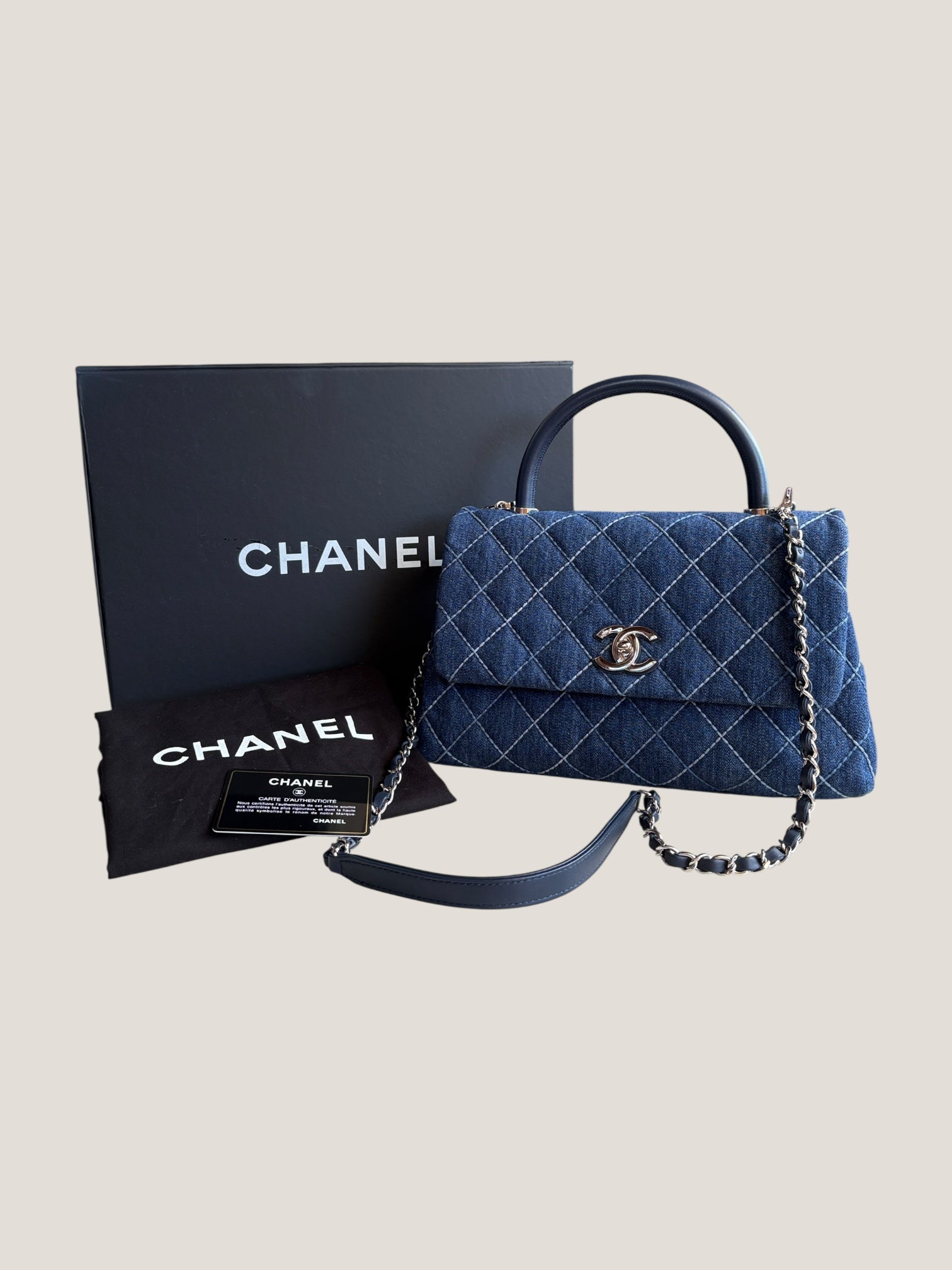 Chanel Coco Top Handle in denim trapuntato