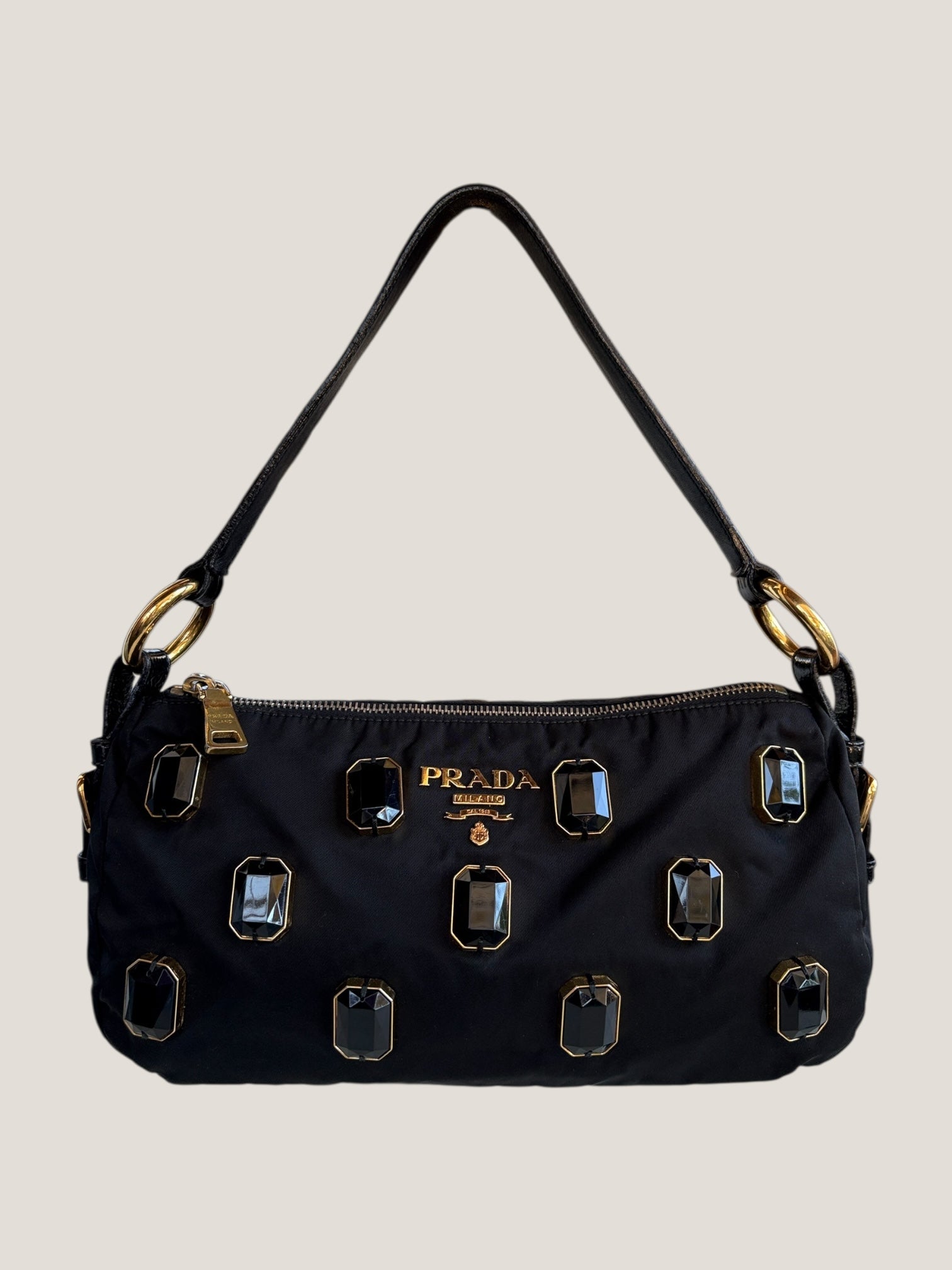 Prada Pochette con cristalli neri