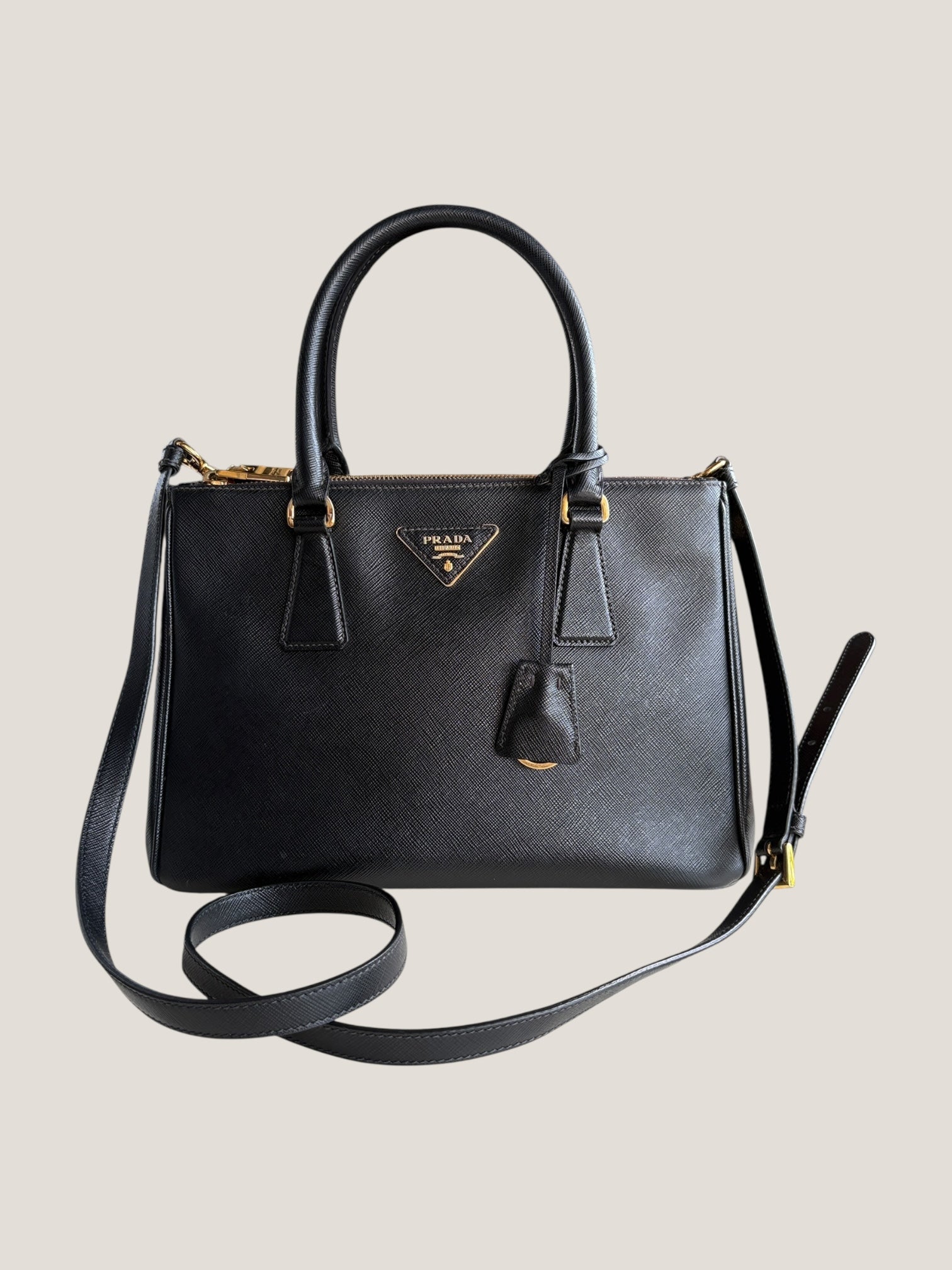 Prada Galleria Tote 25 in pelle Saffiano nera