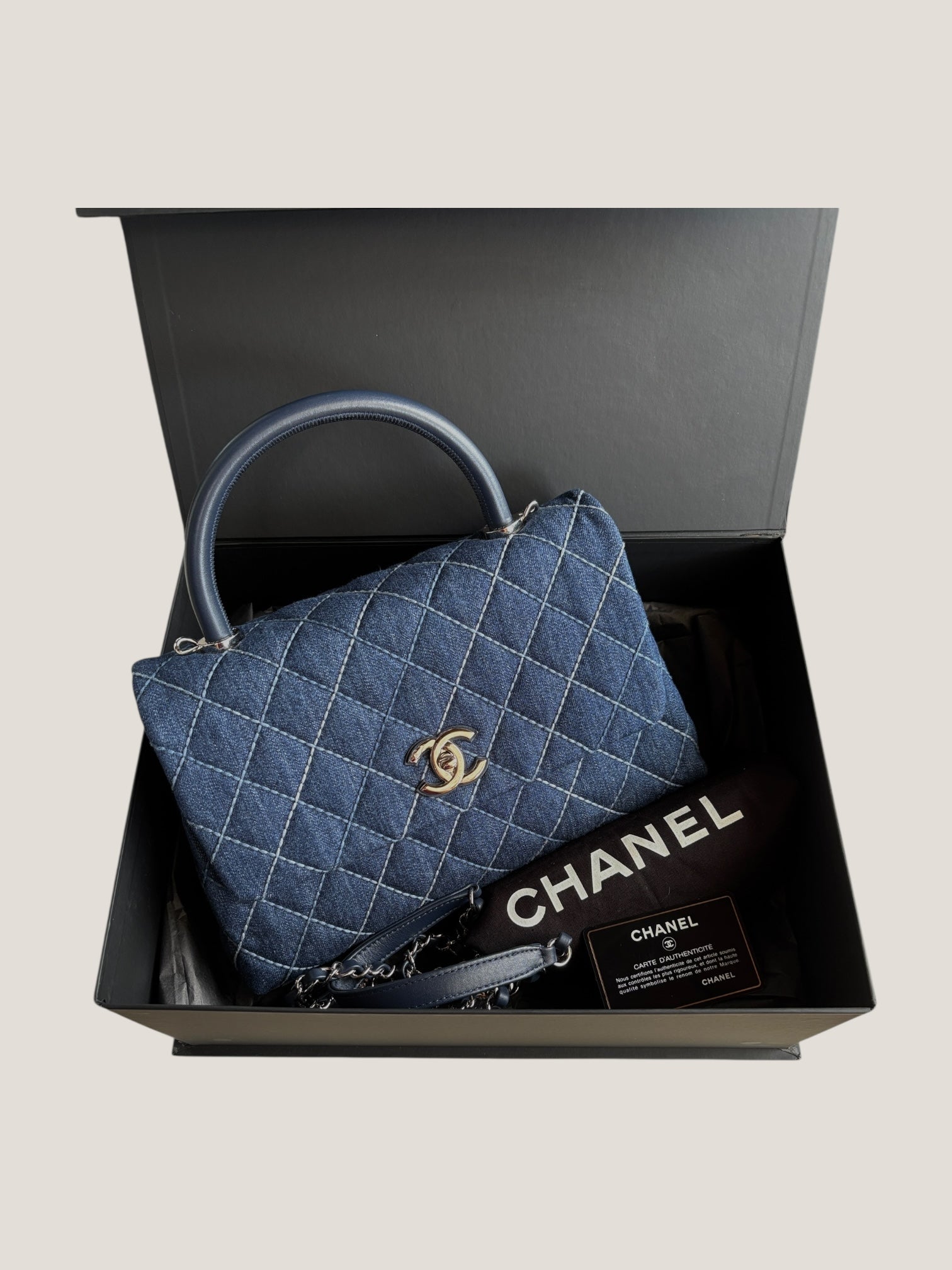 Chanel Coco Top Handle in denim trapuntato