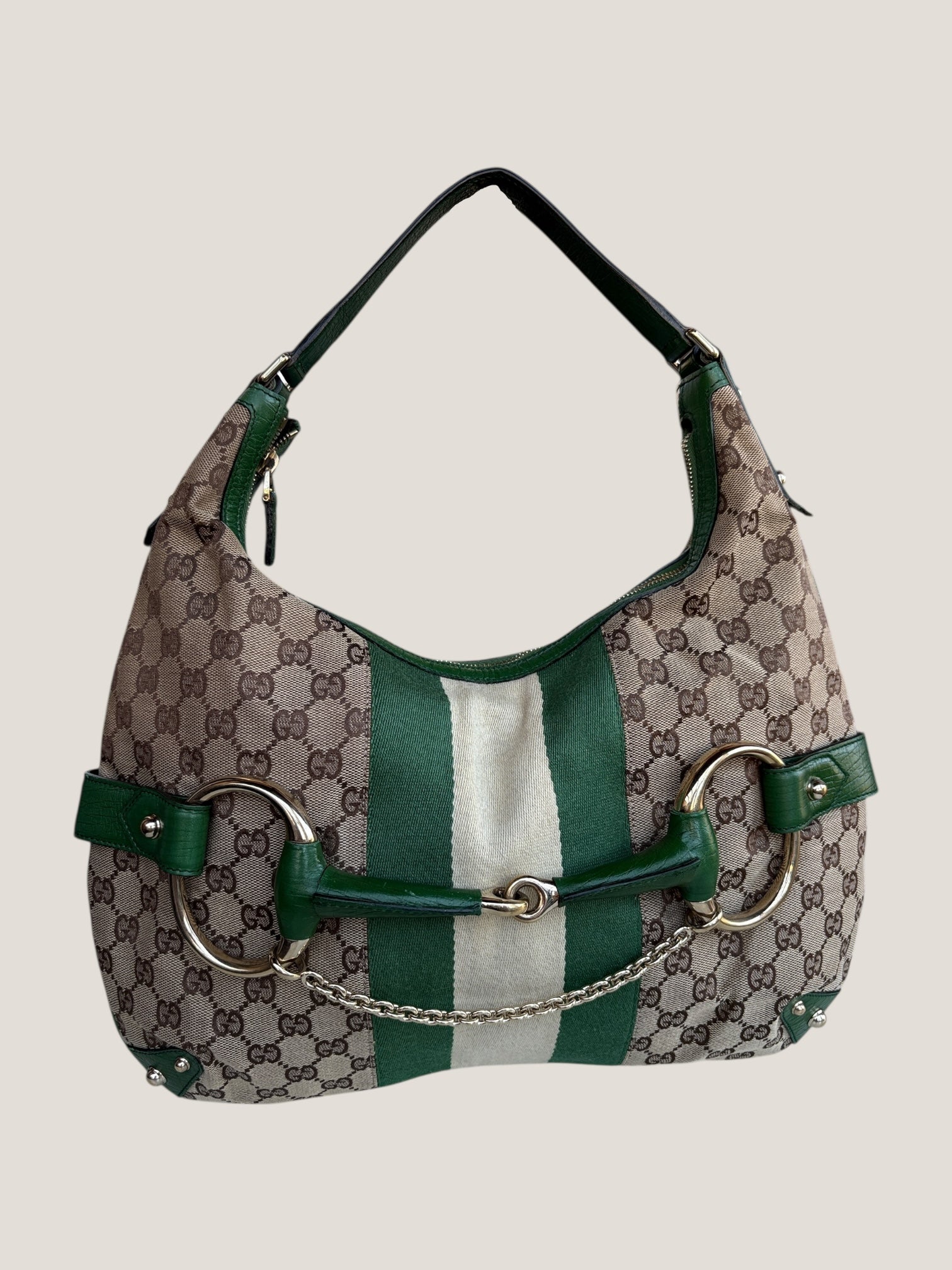Gucci Horsebit Hobo GG Canvas Verde