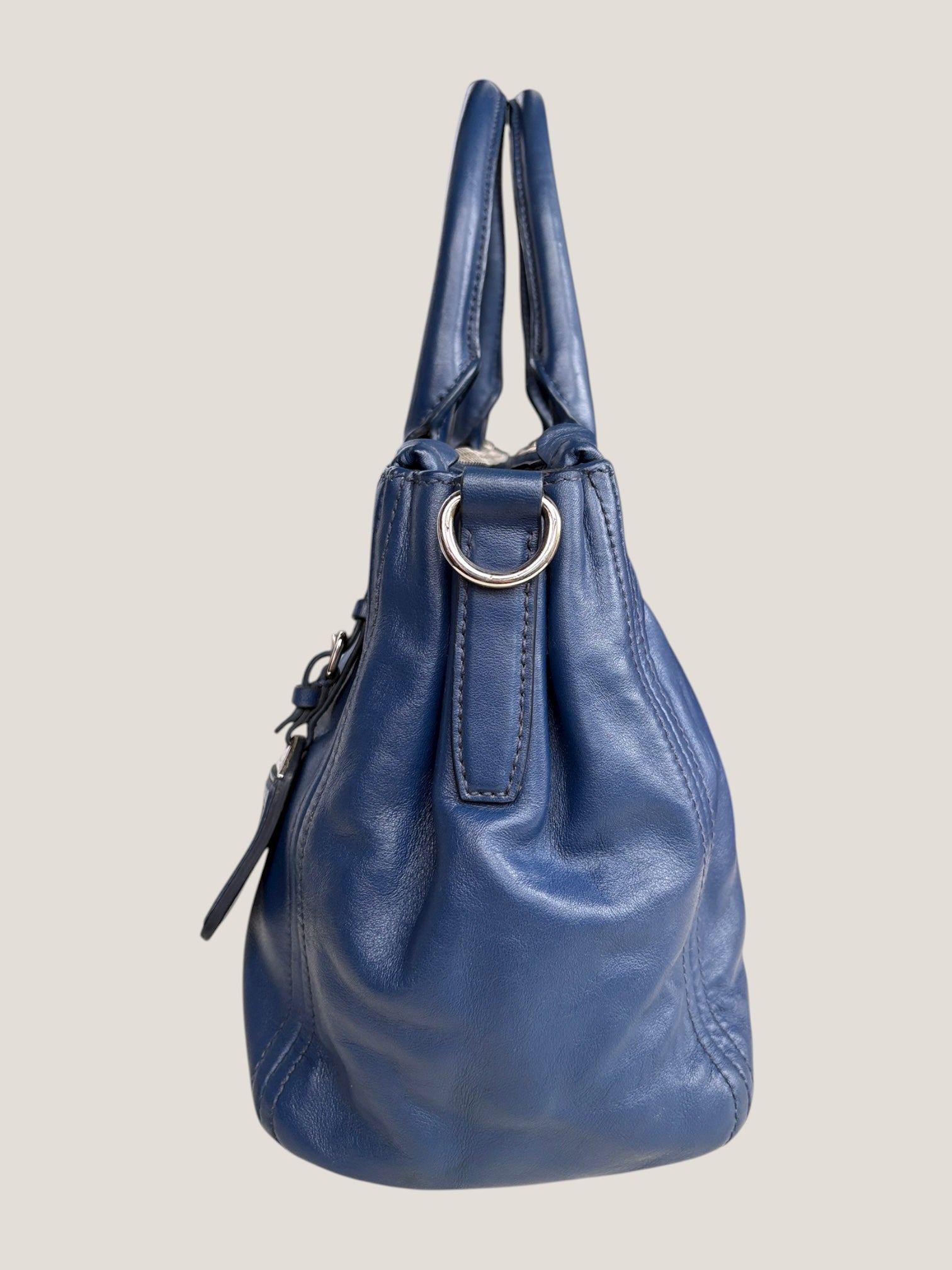 PRADA BOWLER IN PELLE BLU