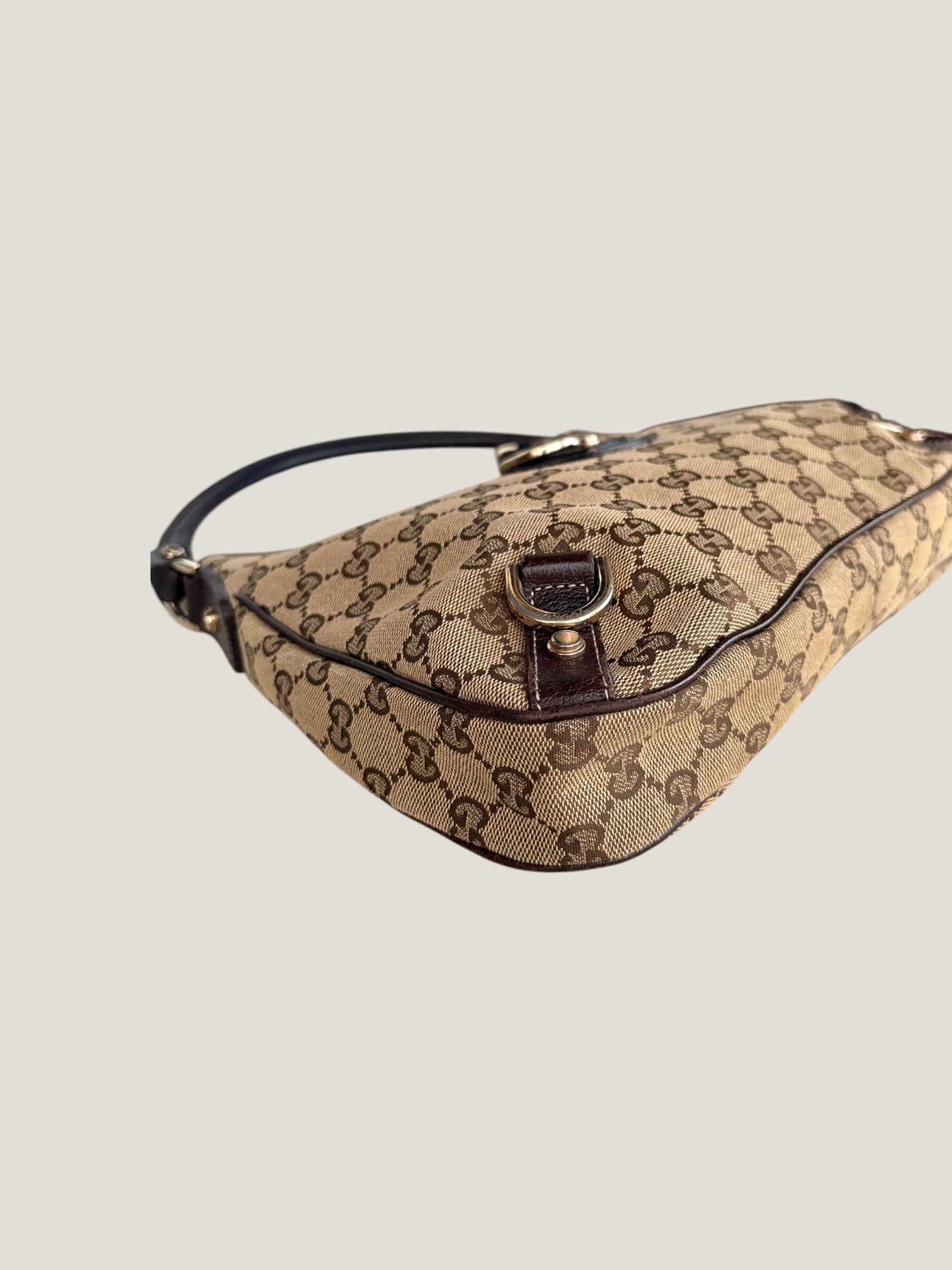 GUCCI Hobo D Ring GG Canvas Marrone
