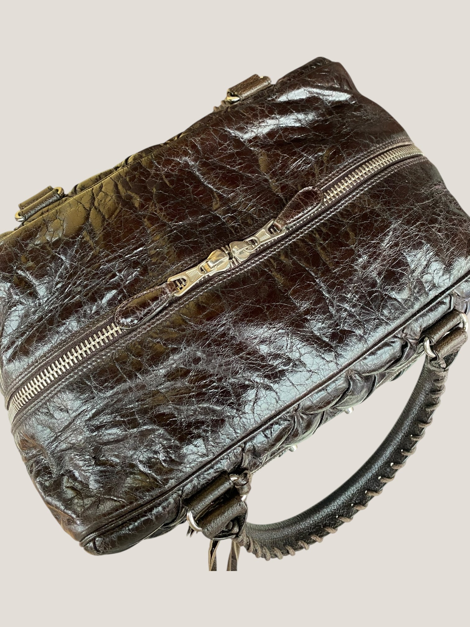 Balenciaga bauletto in pelle marrone