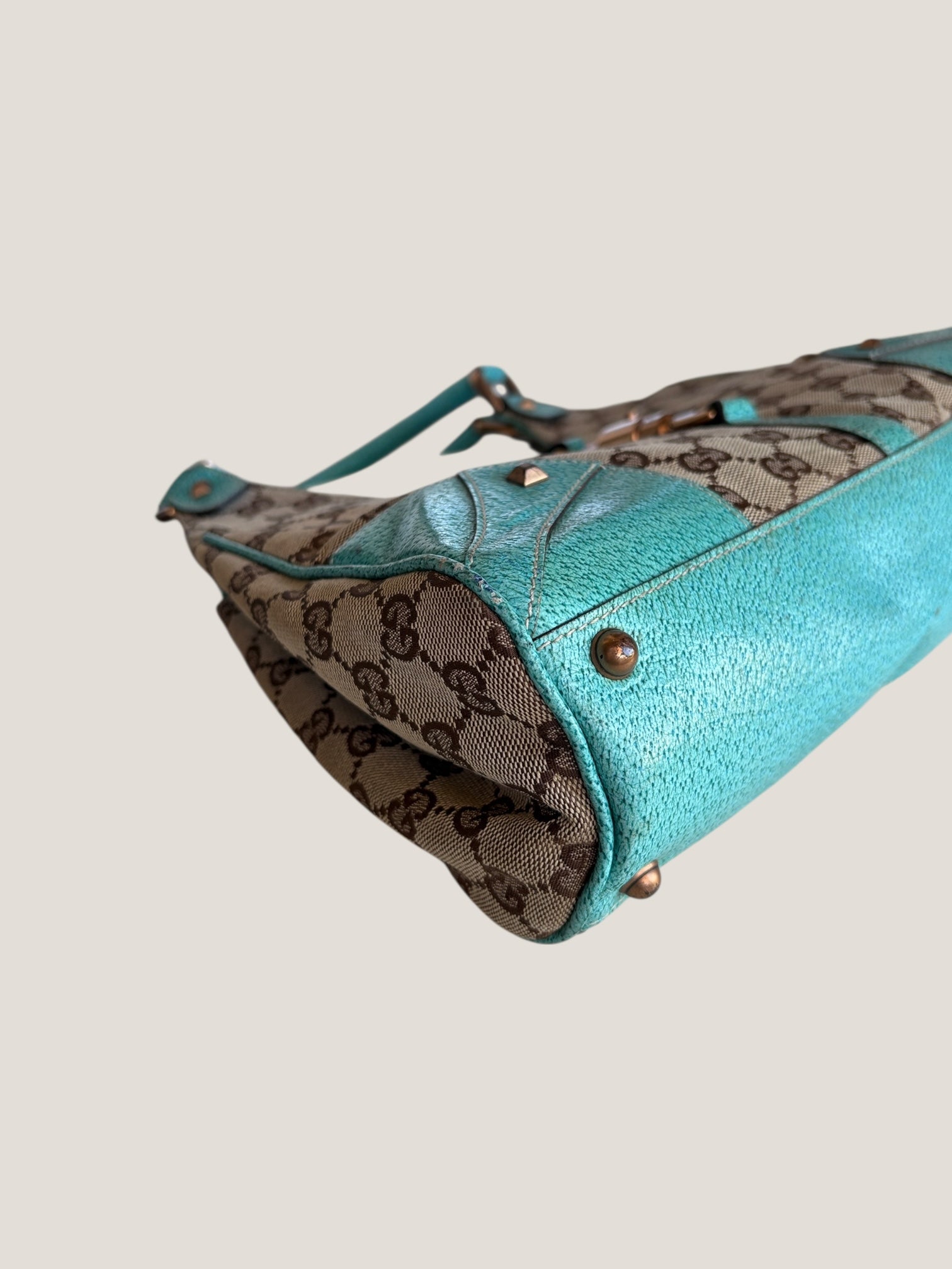 Gucci Jackie turchese con hardware oro rosa