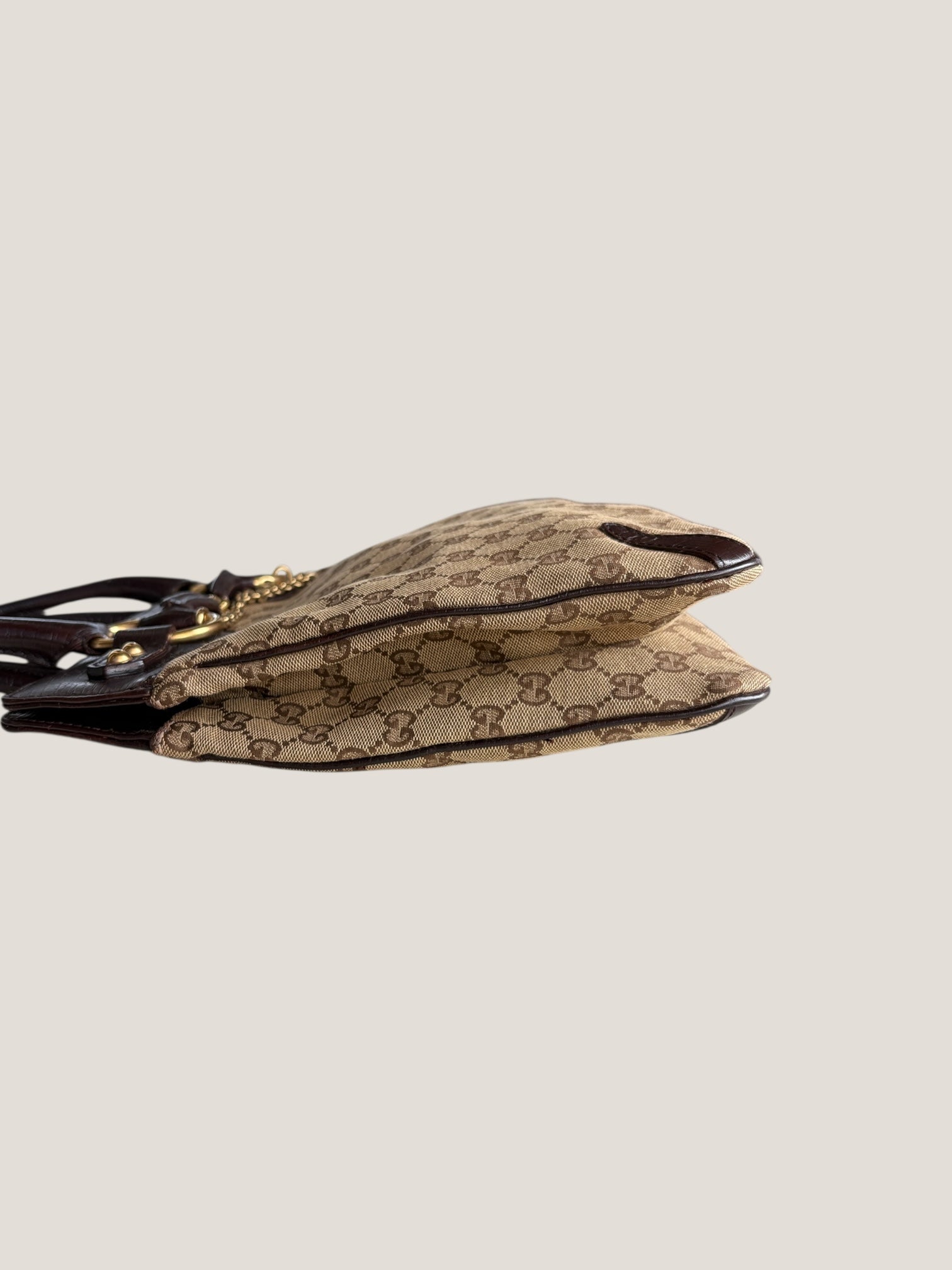 Gucci Tote GG Canvas Horsebit con catena dorata