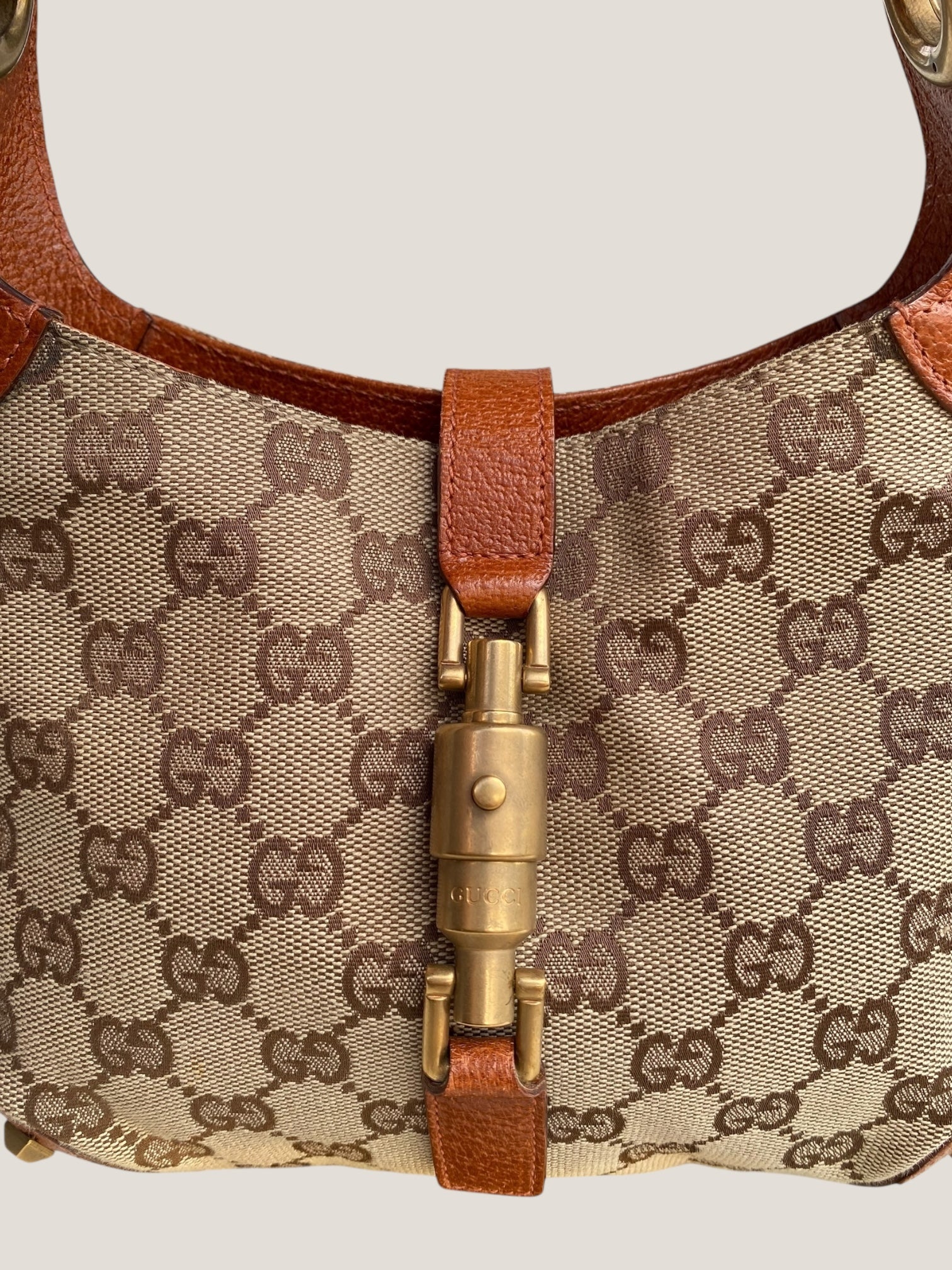 Gucci Jackie in tela GG con finiture in pelle cuoio