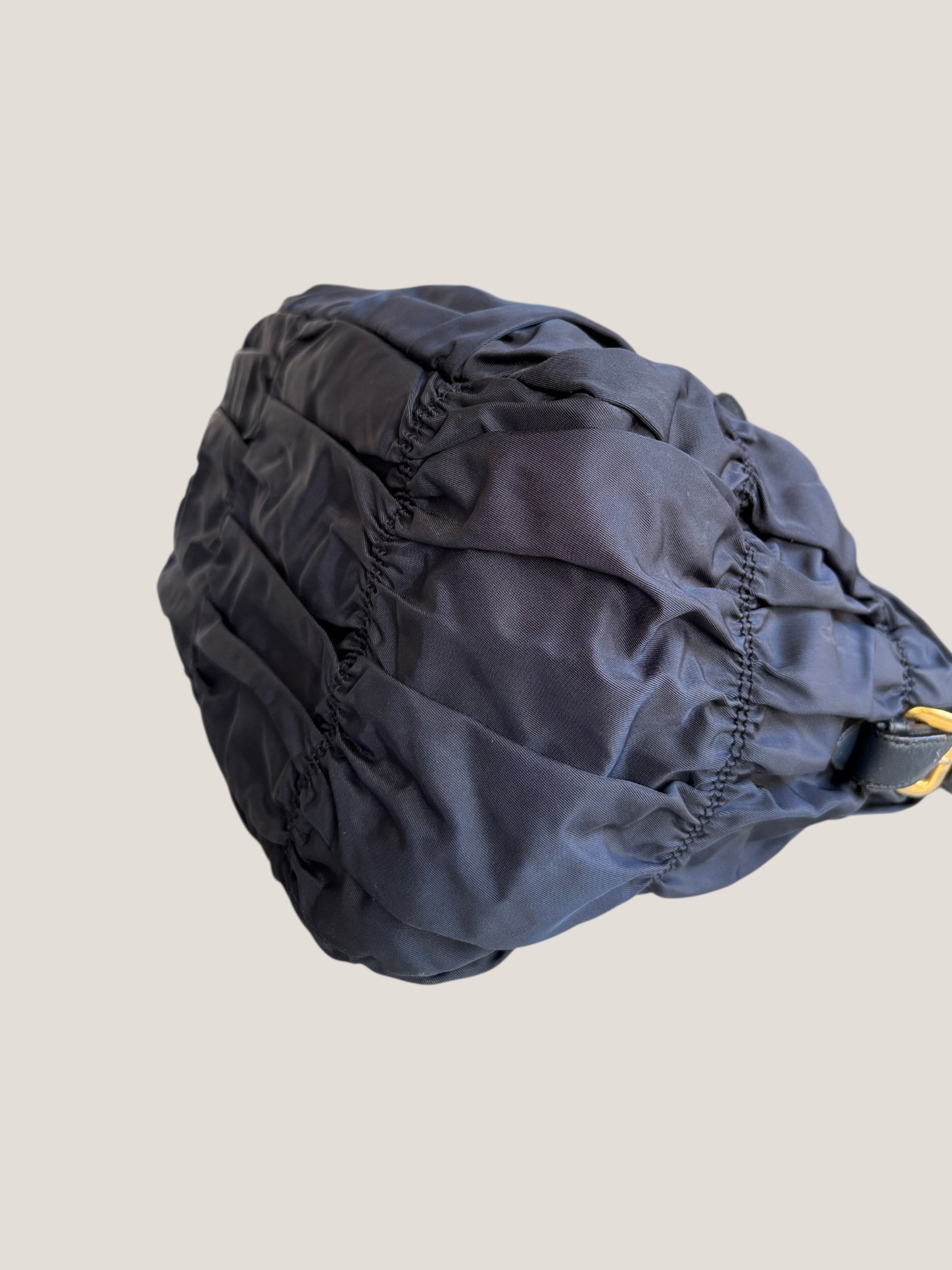 Prada Tote in Tessuto Blu con finiture in pelle e tracolla