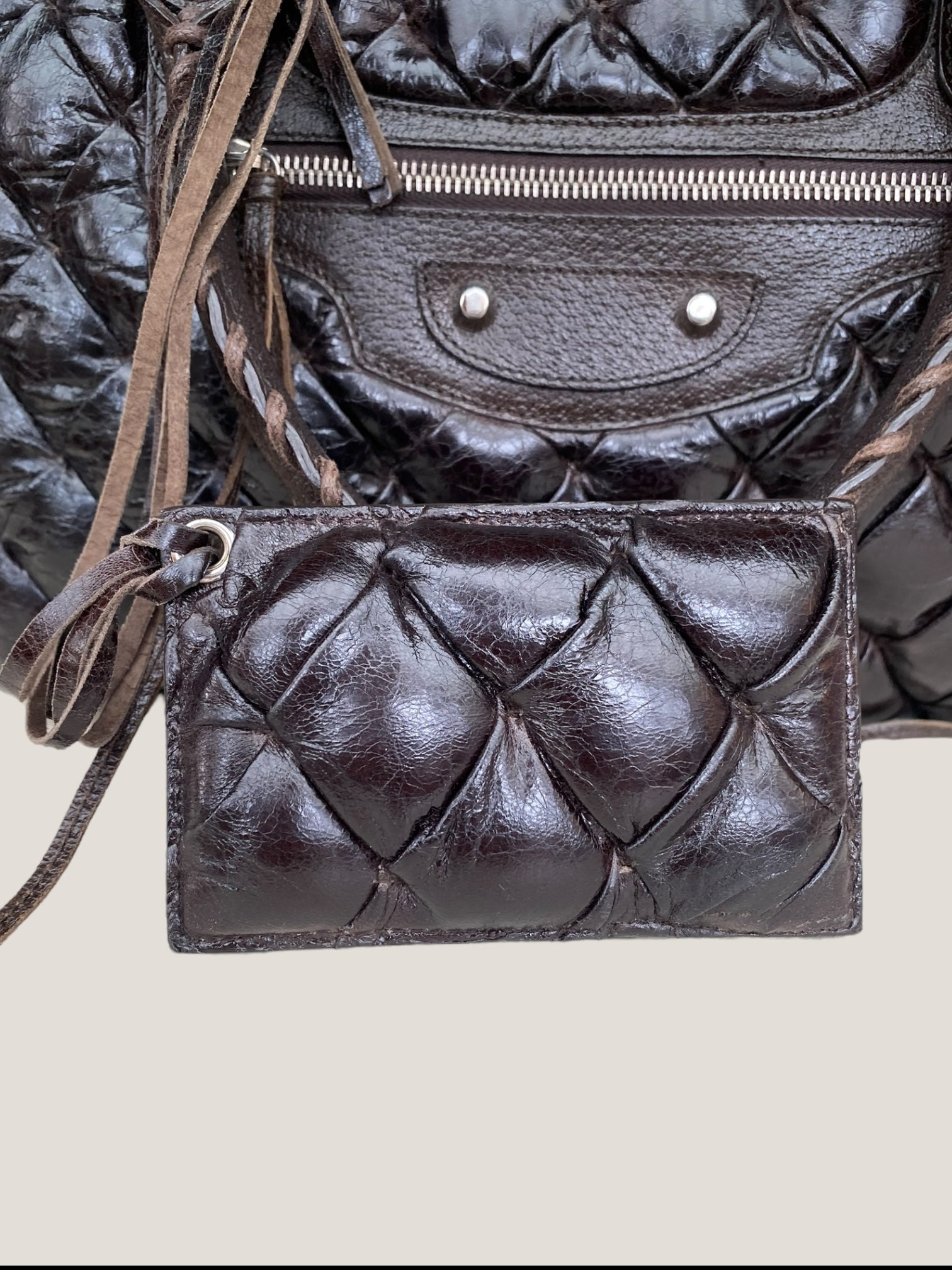 Balenciaga bauletto in pelle marrone