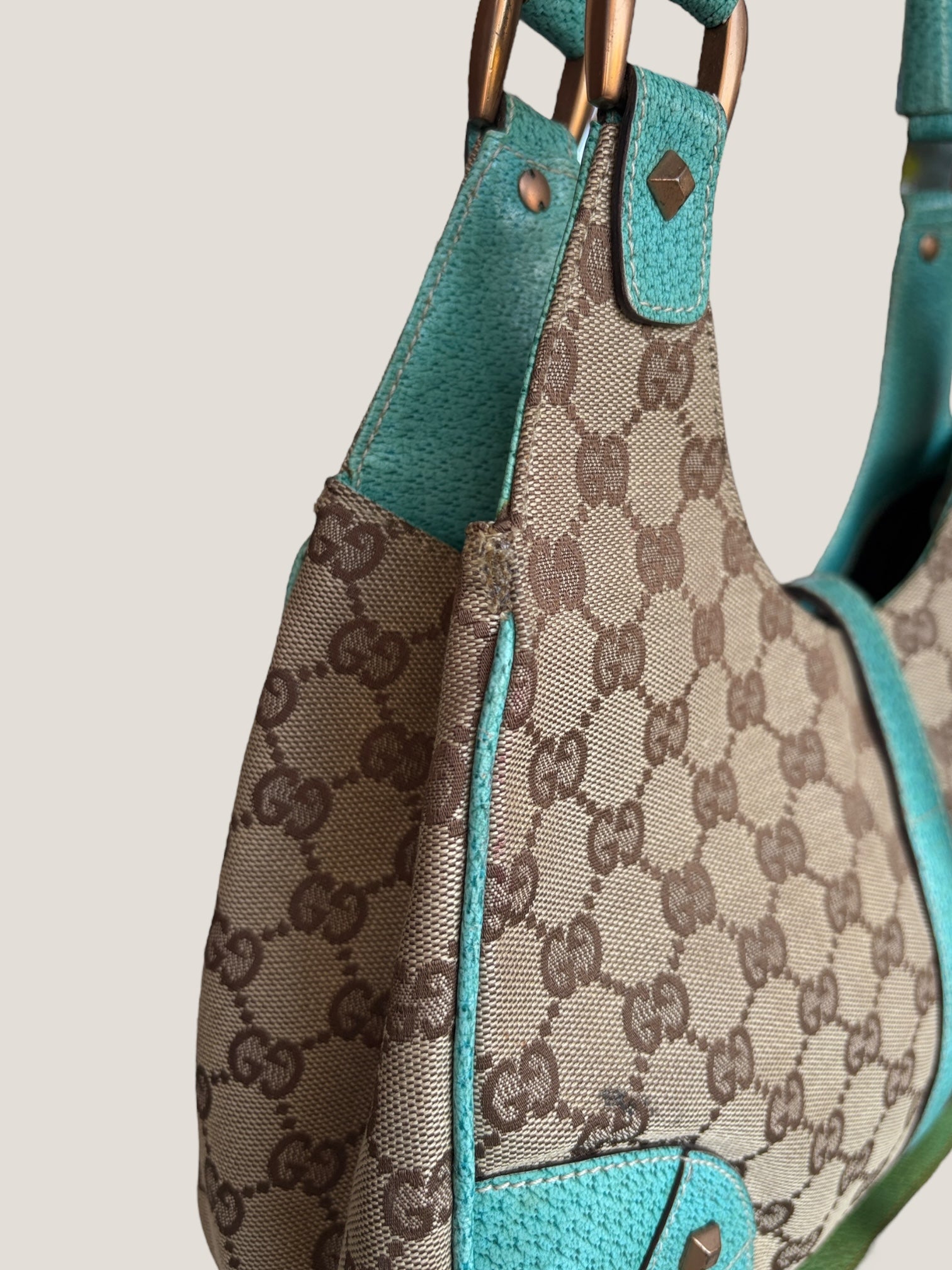 Gucci Jackie turchese con hardware oro rosa