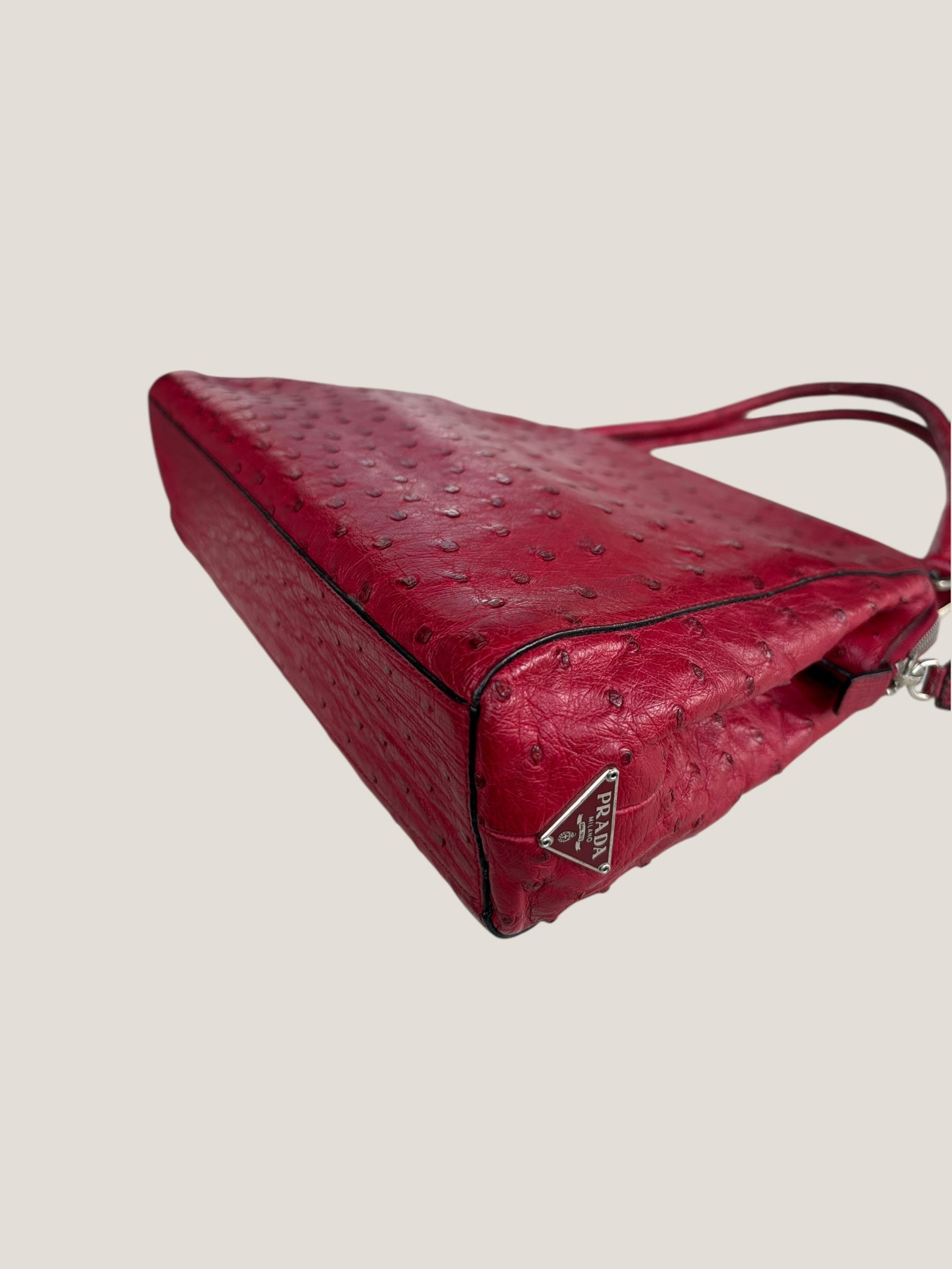 PRADA Borsa in pelle di struzzo rosso