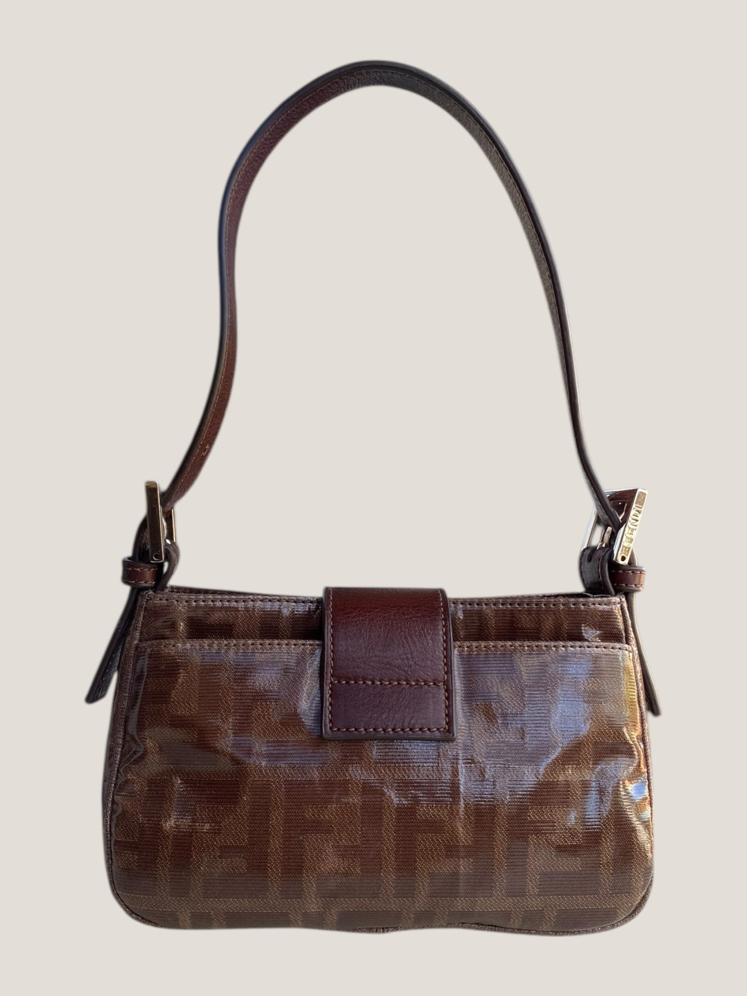 FENDI Mini Baguette Monogram Vernice