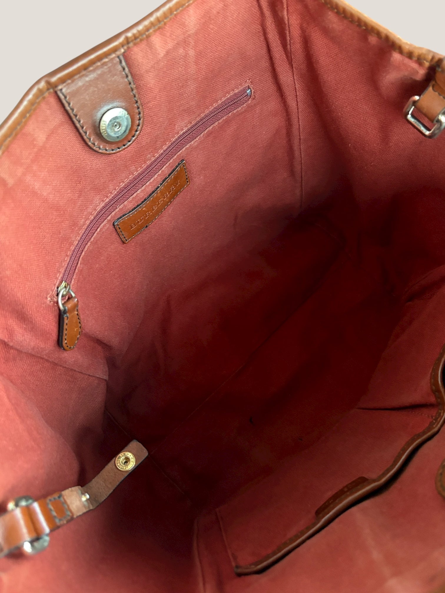 BURBERRY TOTE BAG CHECK & SUEDE BORDEAUX