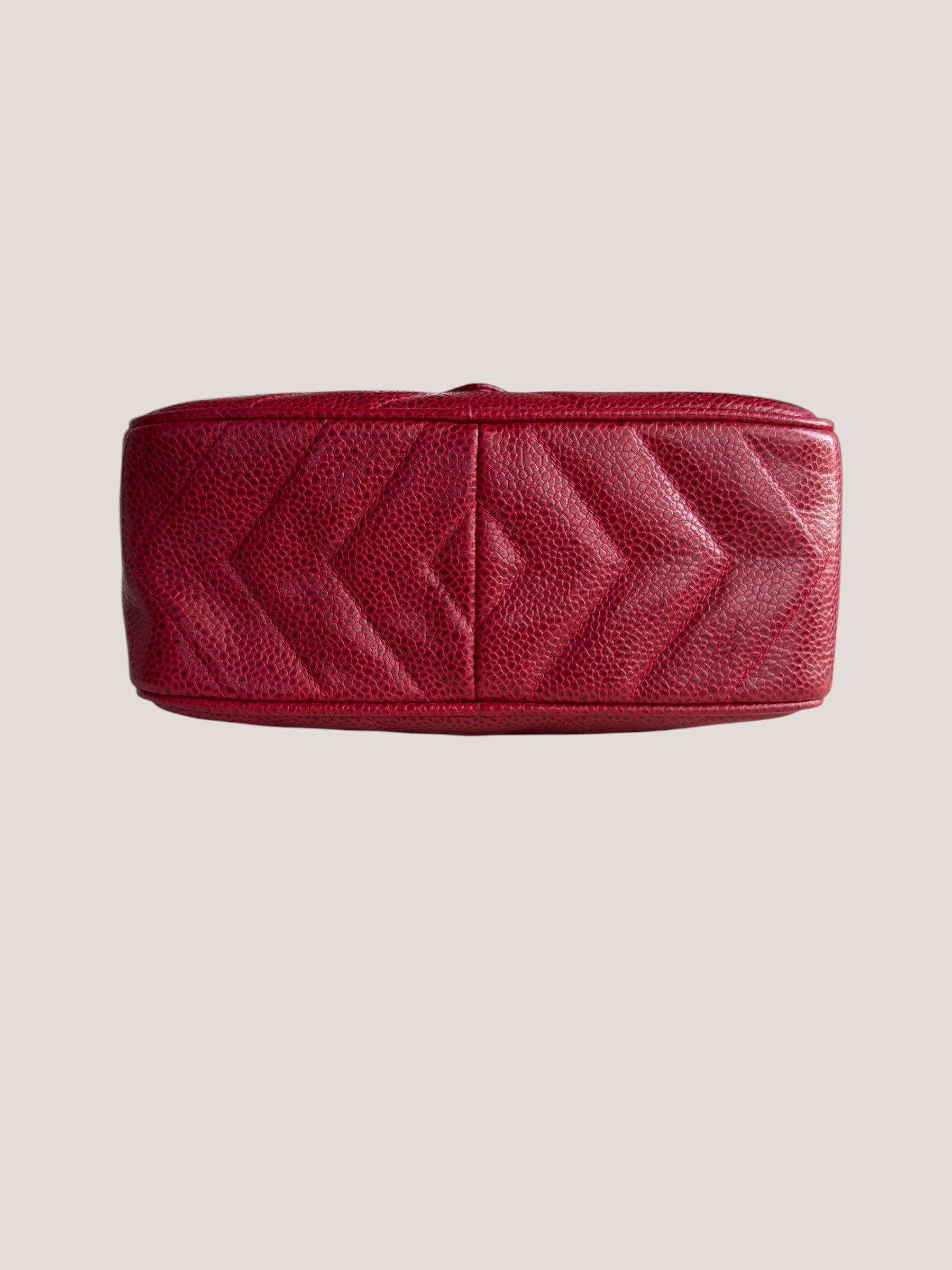 Chanel Vintage Camera Bag in Caviar Rosso con Frange