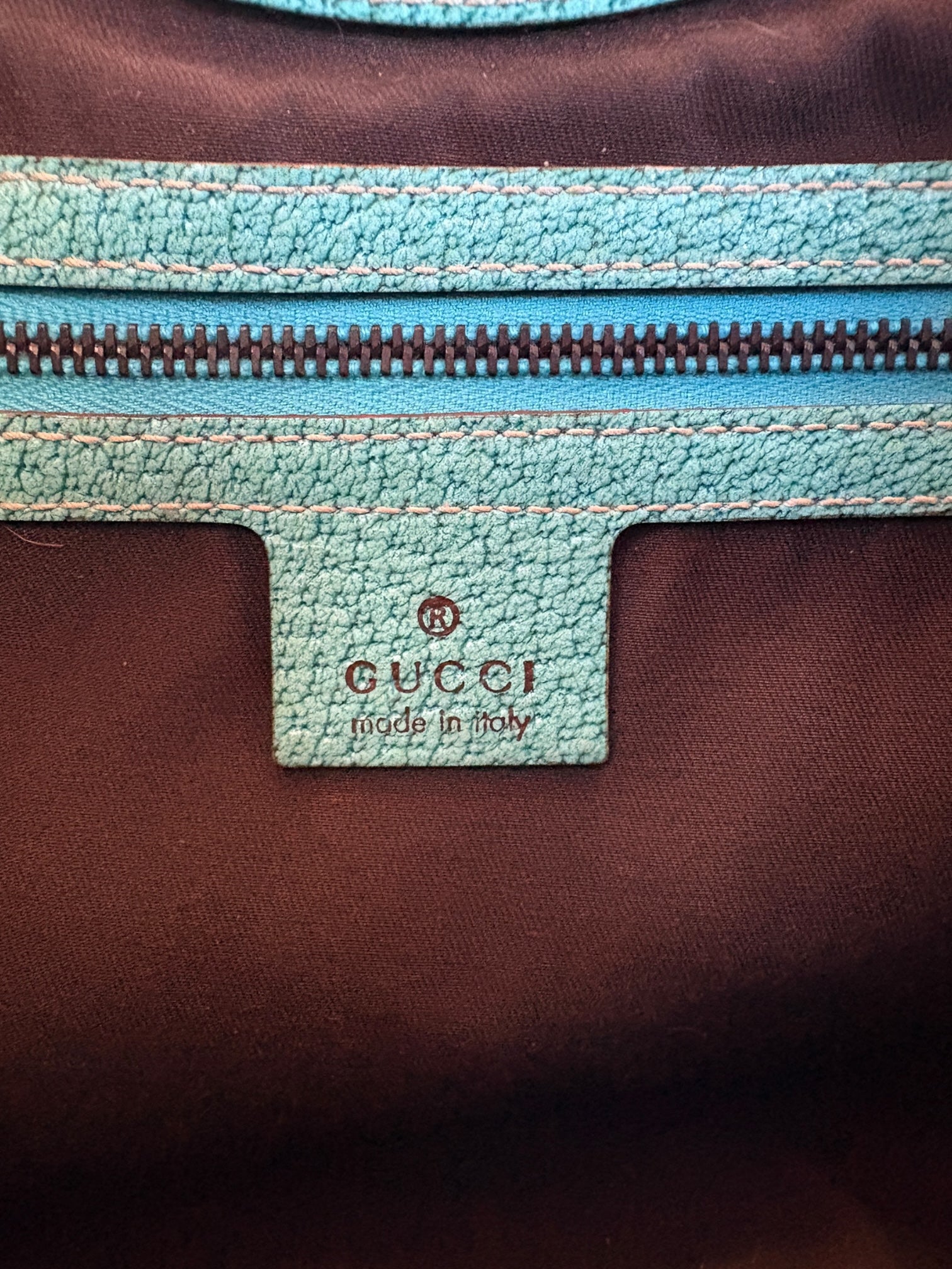 Gucci Jackie turchese con hardware oro rosa