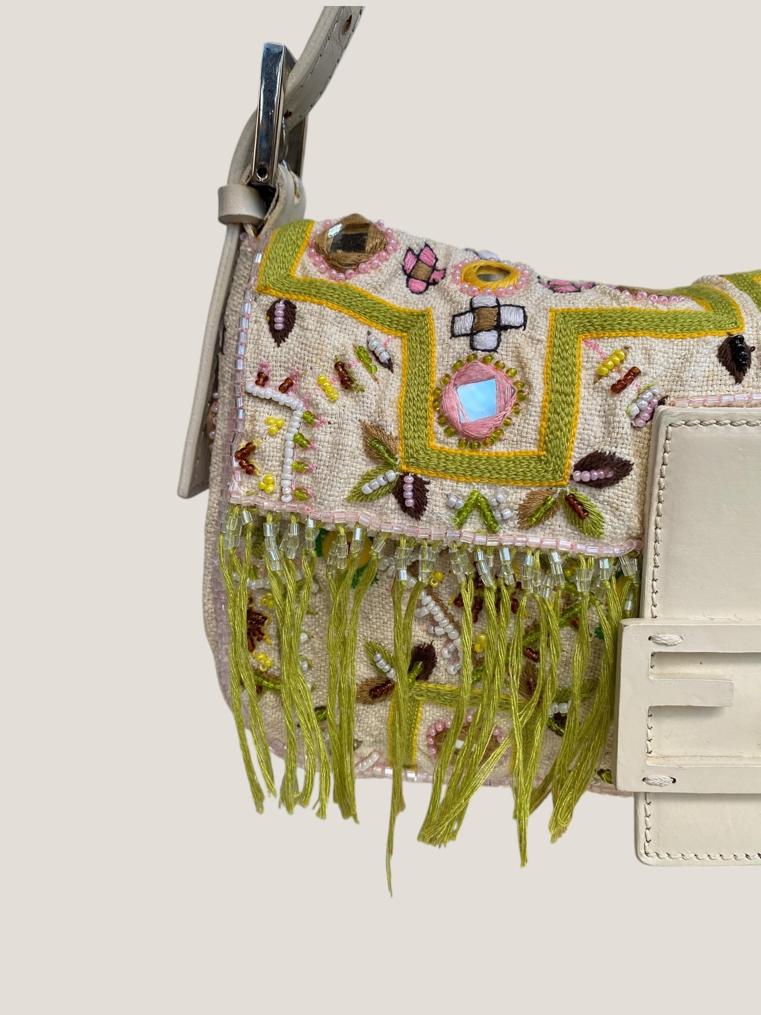 Fendi floral embroidered baguette