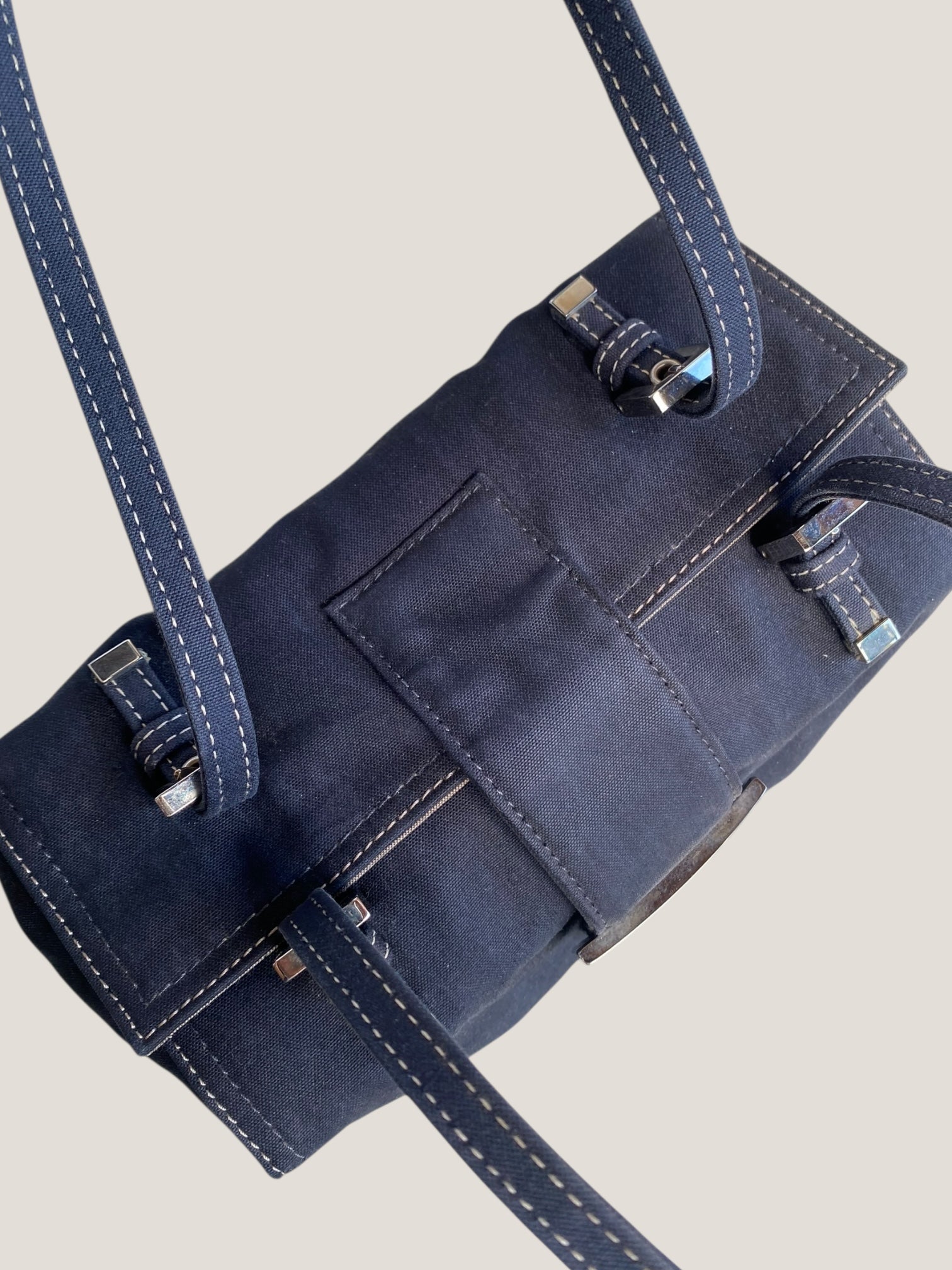 FENDI Baguette in Tessuto Blu