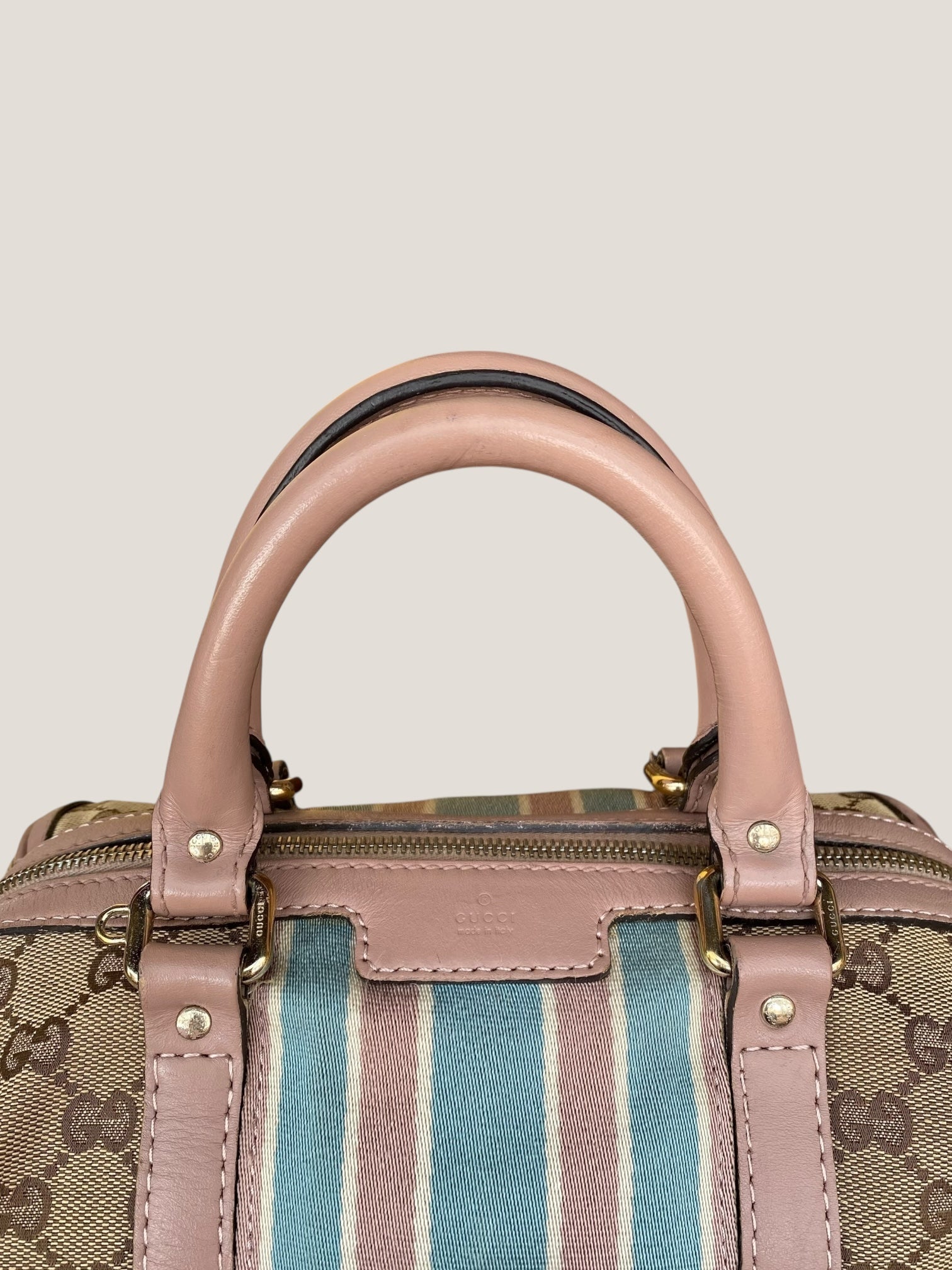 Gucci Bauletto Mini in canvas GG e righe pastello