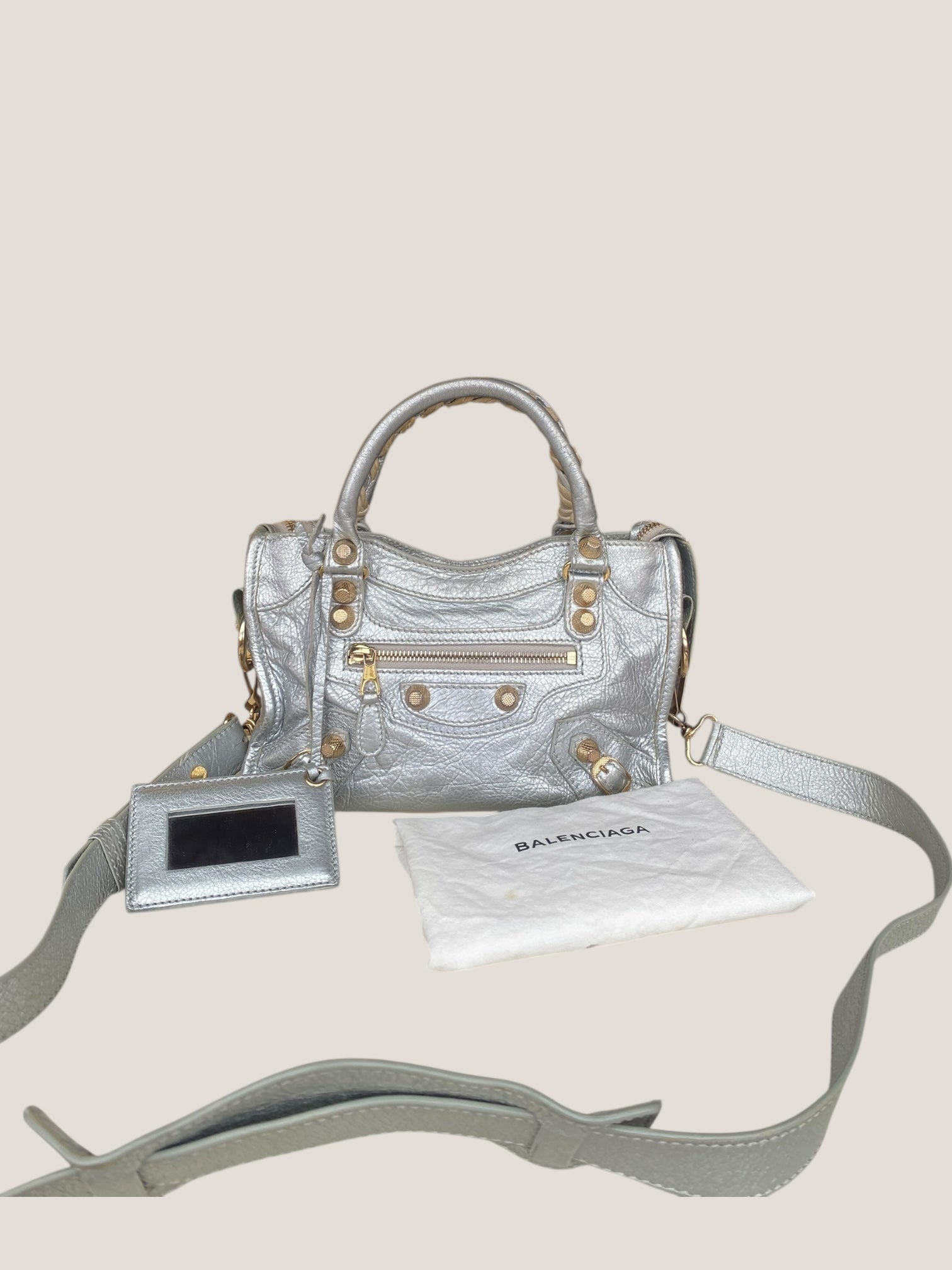 Balenciaga Classic City Mini argento metallizzato
