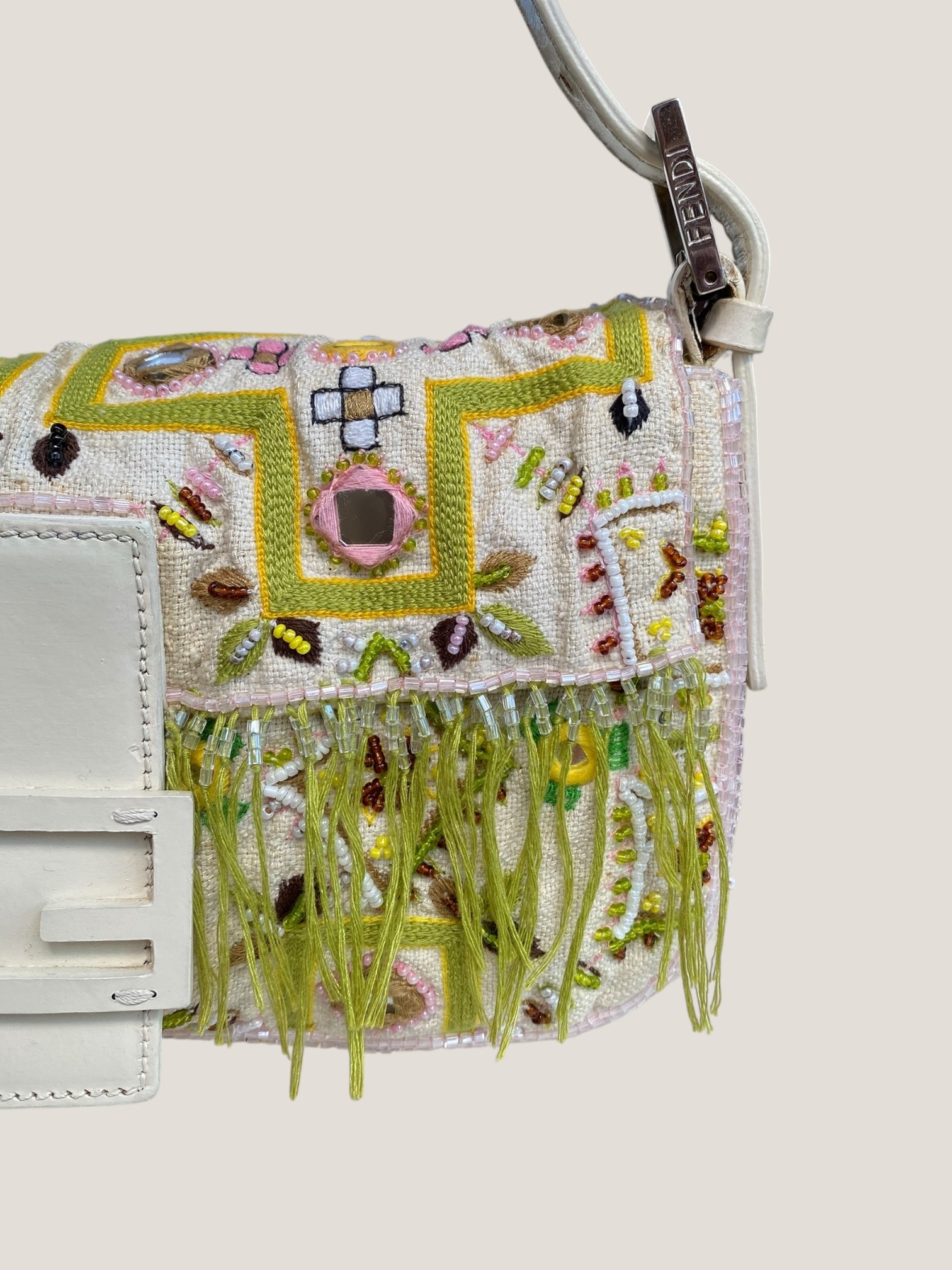 Fendi floral embroidered baguette