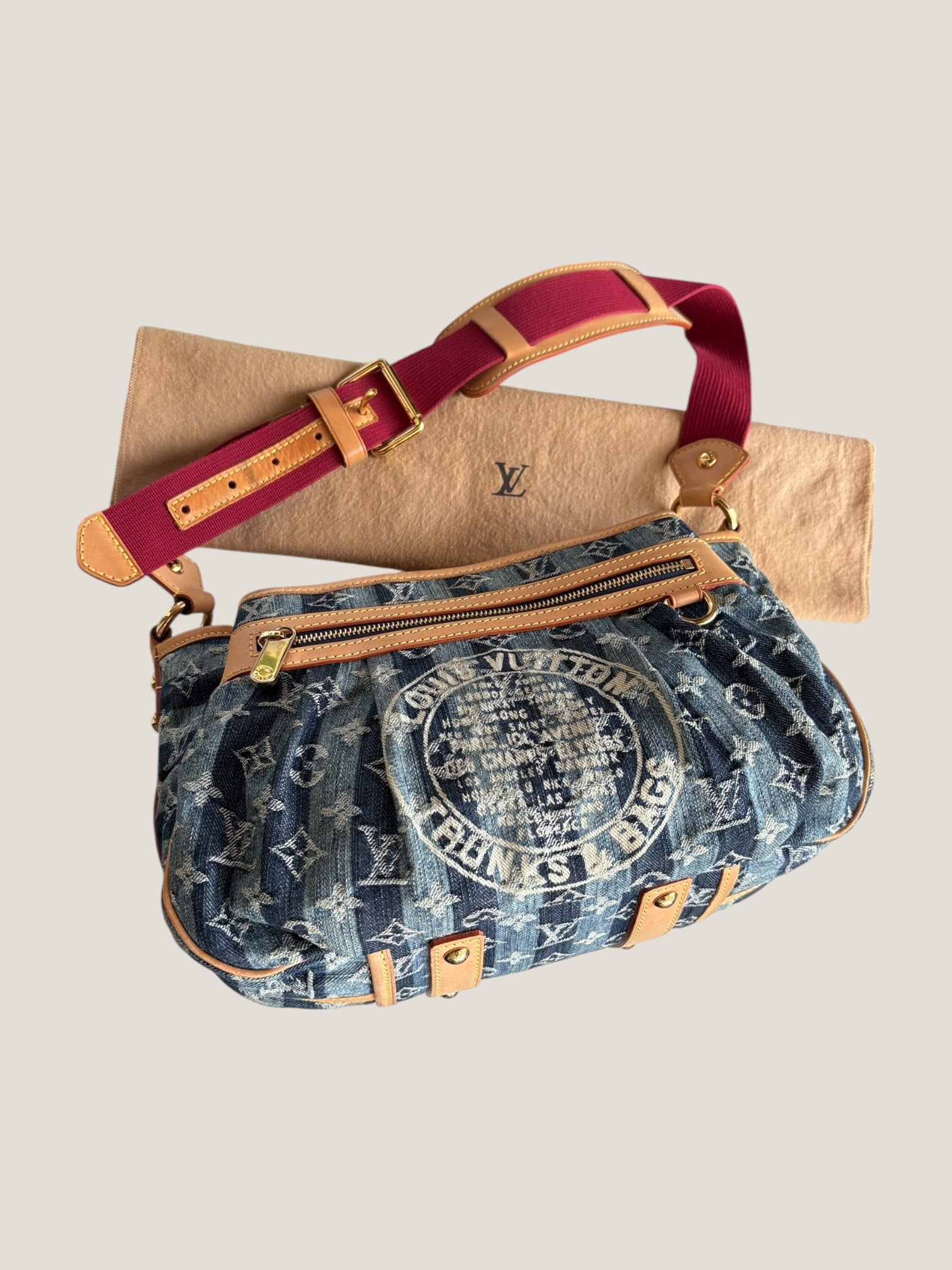 Louis Vuitton Denim Porte Épaule Raye MM