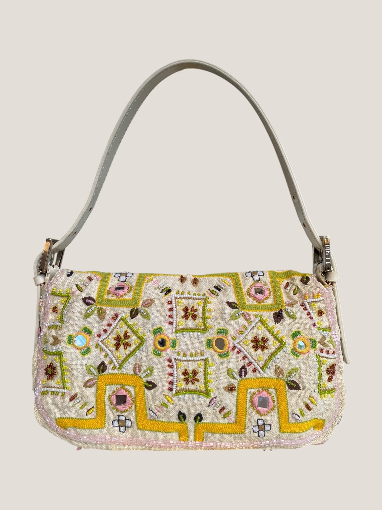 Fendi floral embroidered baguette