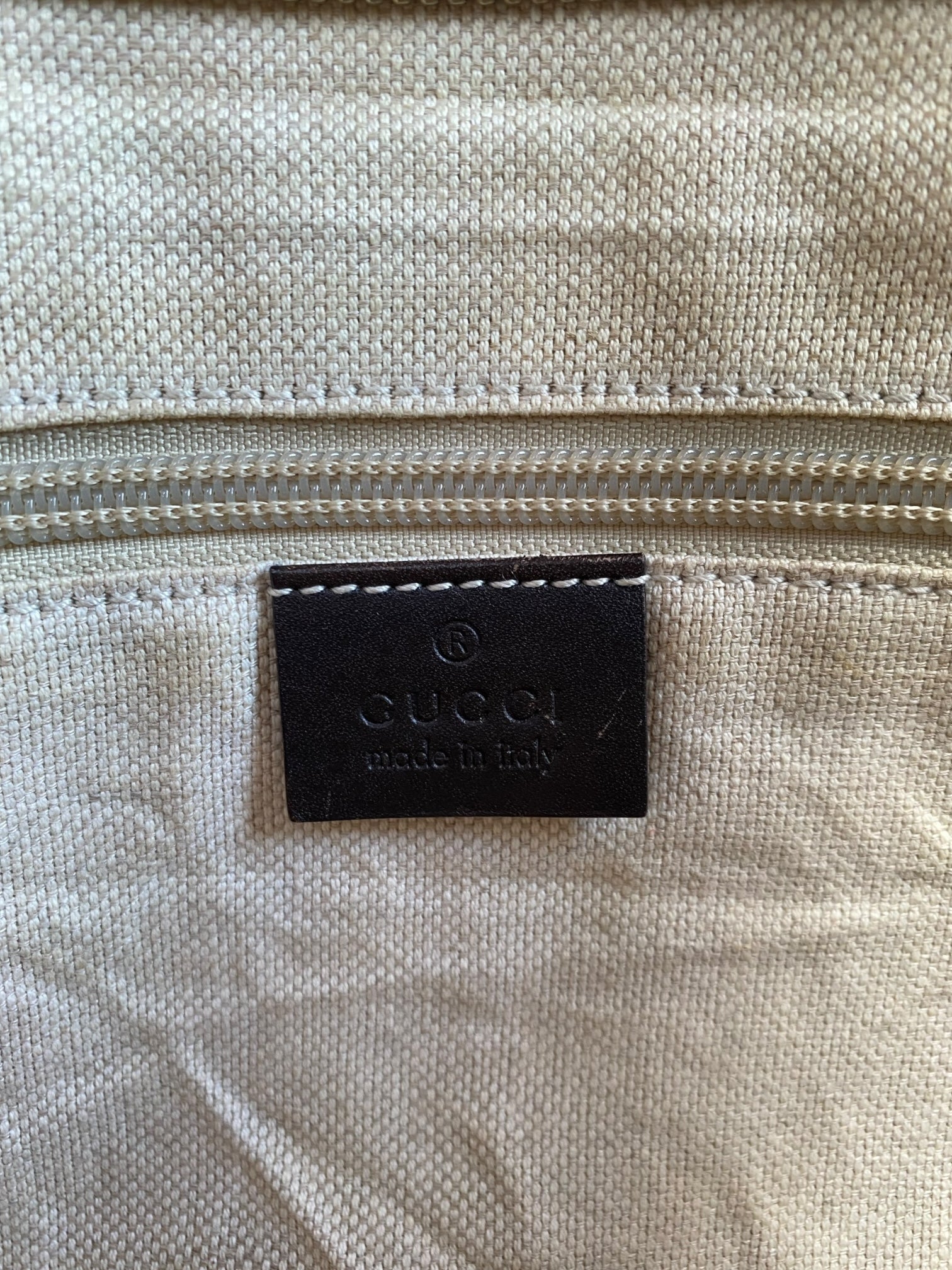 Gucci tote GG canvas con manici lunghi in pelle marrone