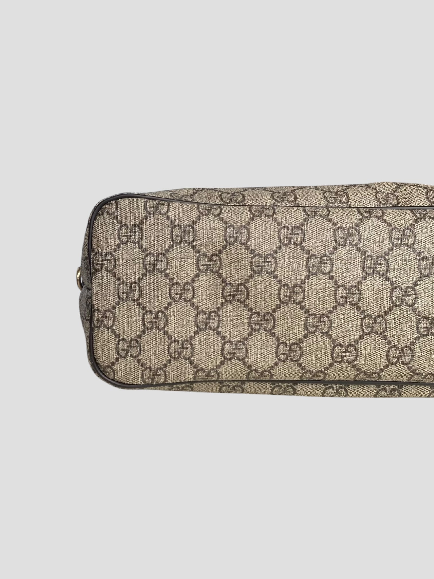 Gucci tote GG canvas con manici lunghi in pelle marrone