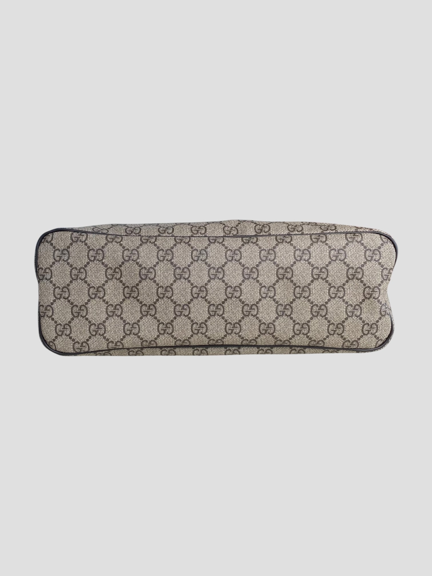 Gucci tote GG canvas con manici lunghi in pelle marrone
