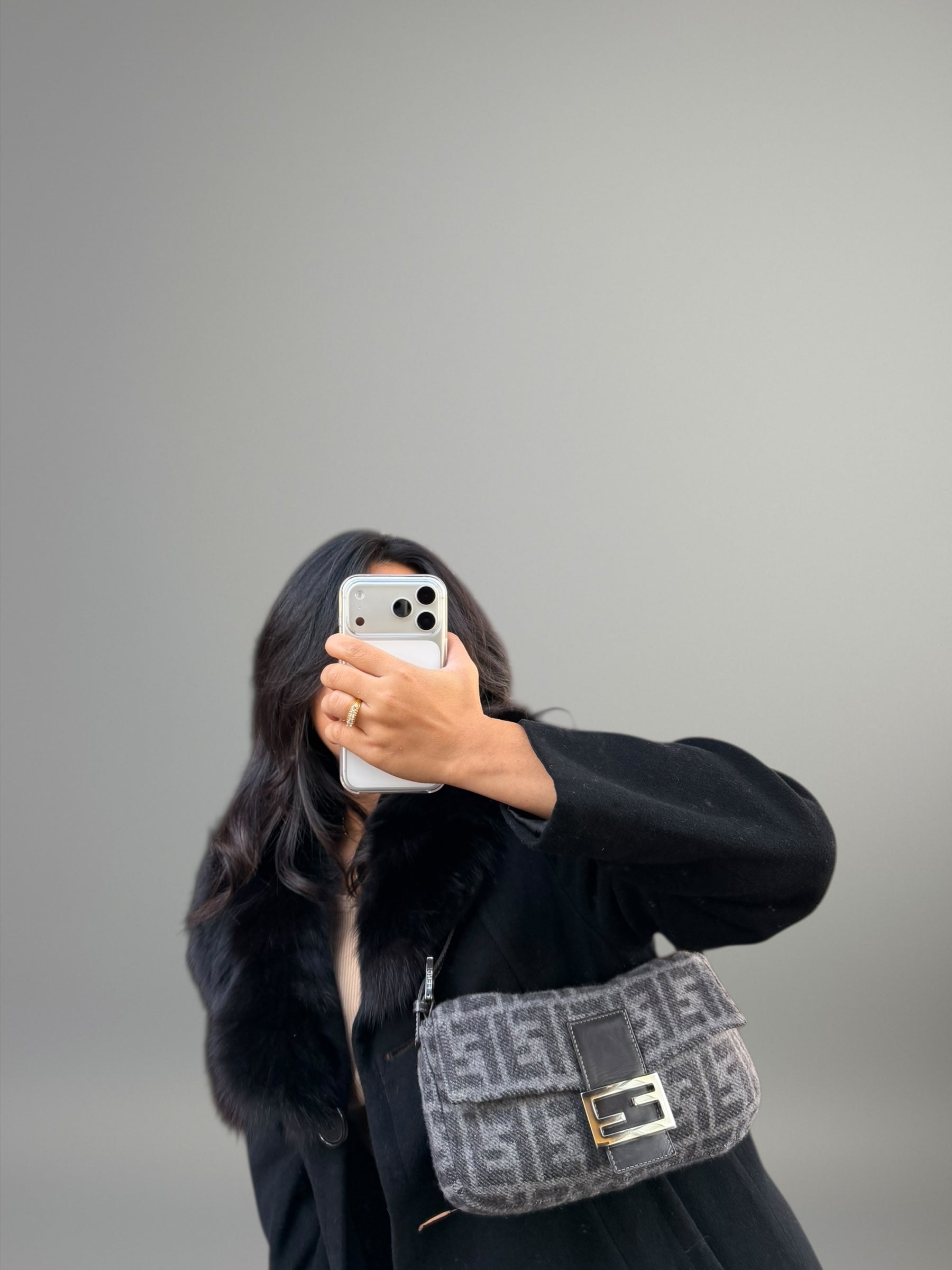 Fendi Baguette Wool Monogram