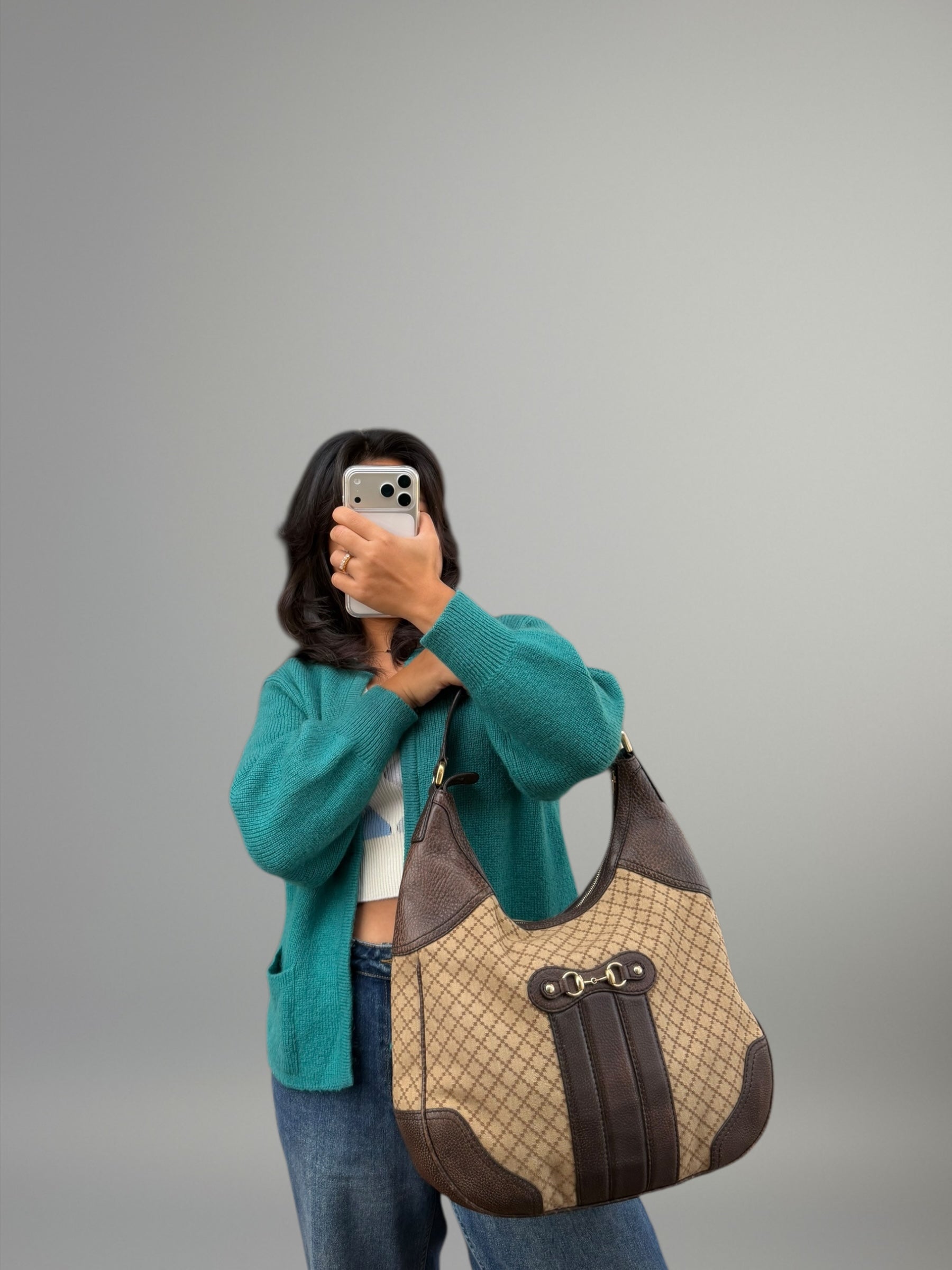 Gucci Hobo Diamante con dettagli Horsebit