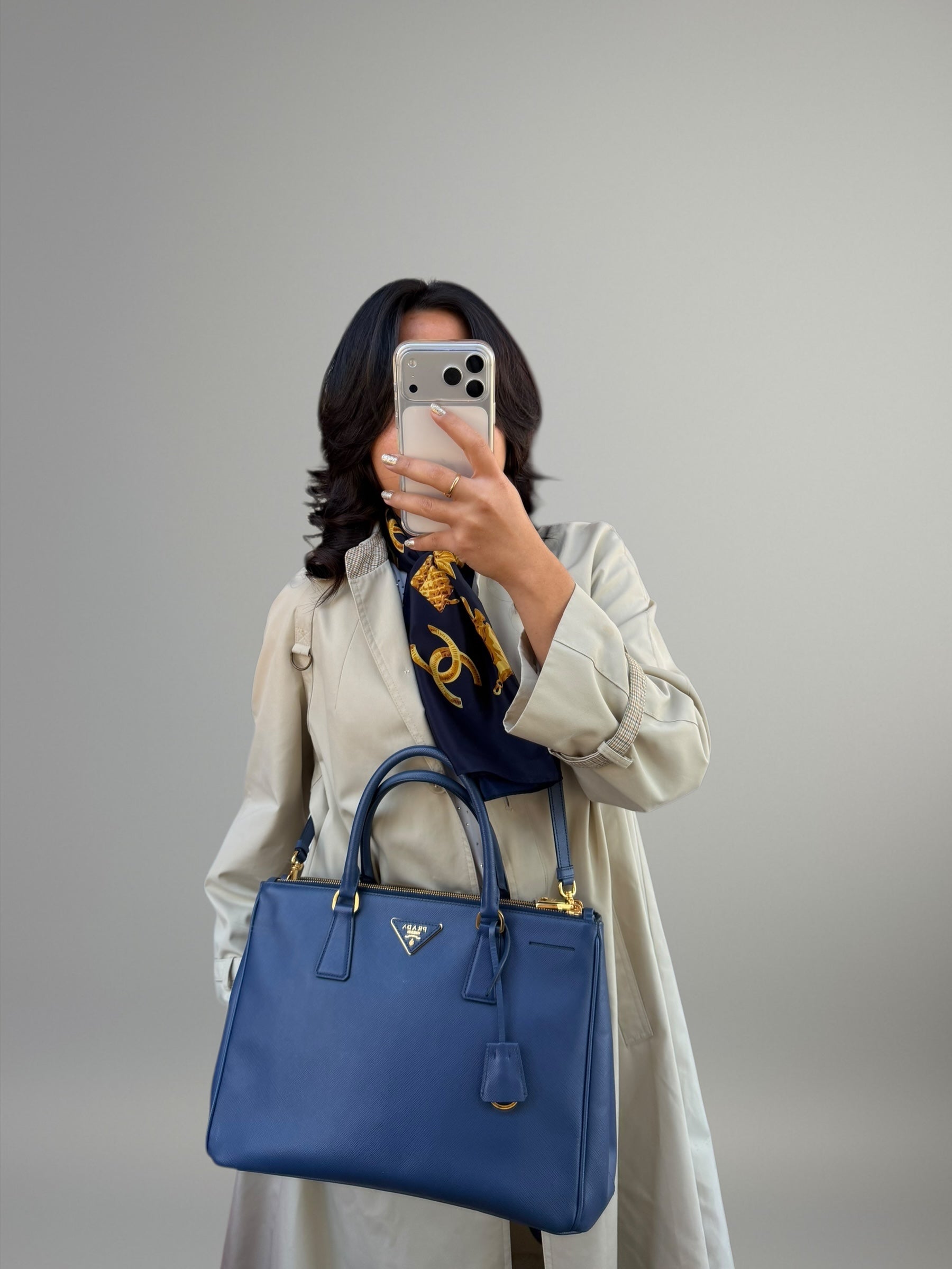 Prada Galleria Large Blu